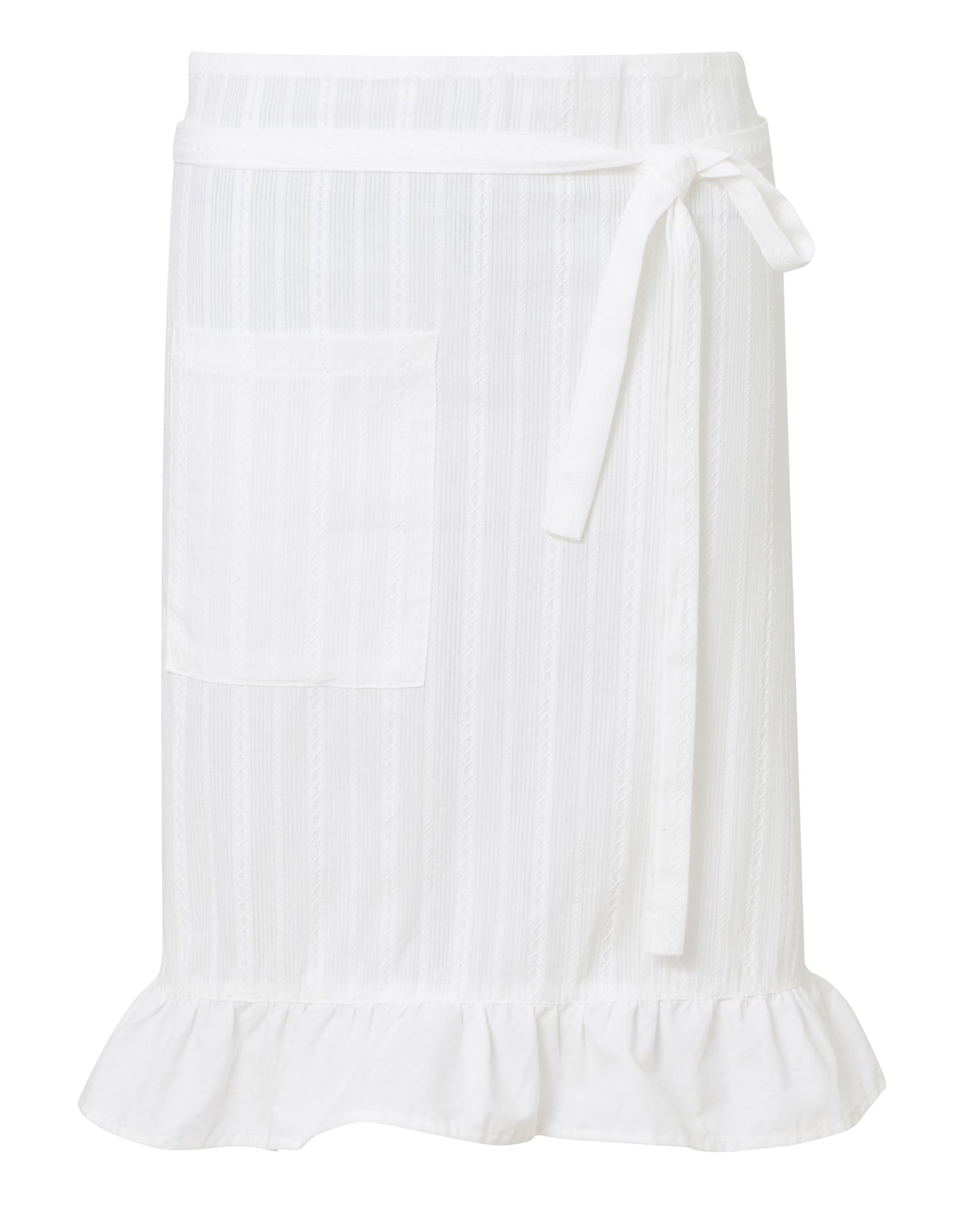 Zulzifs 100% Cotton Half Apron for Women, White Floral Ruffle Adjustable Waist Apron With Pocket Waitress Apron for Gardening Kitchen