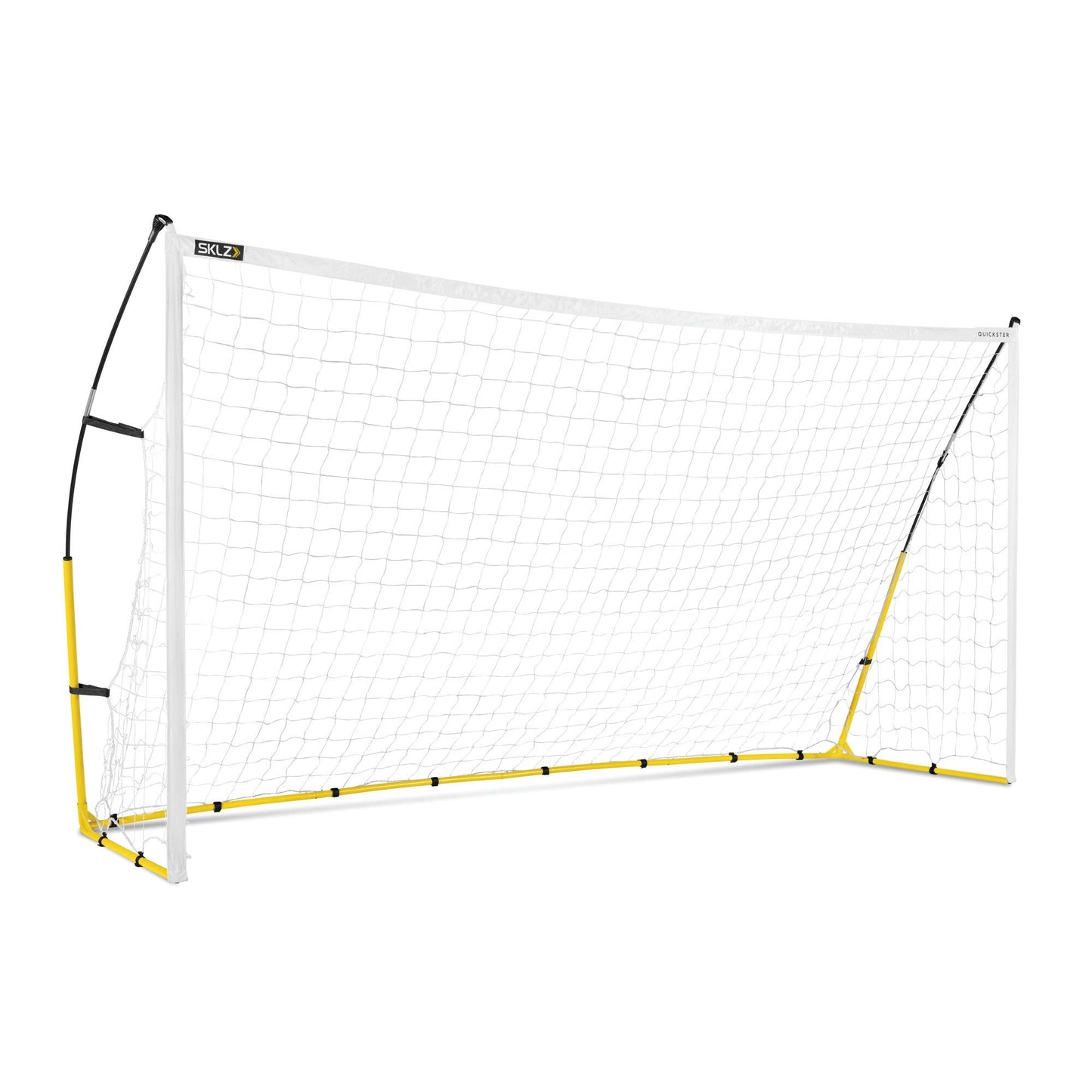 SKLZ Quickster Soccer Goal 12' x 6' - Portable Goal for Backyard & Field - Durable Tension-Tite Frame & Heavy Gauge 2-Ply Net - Adjustable Click-Lock Poles, Metal Stakes - Carrying Case with Handle