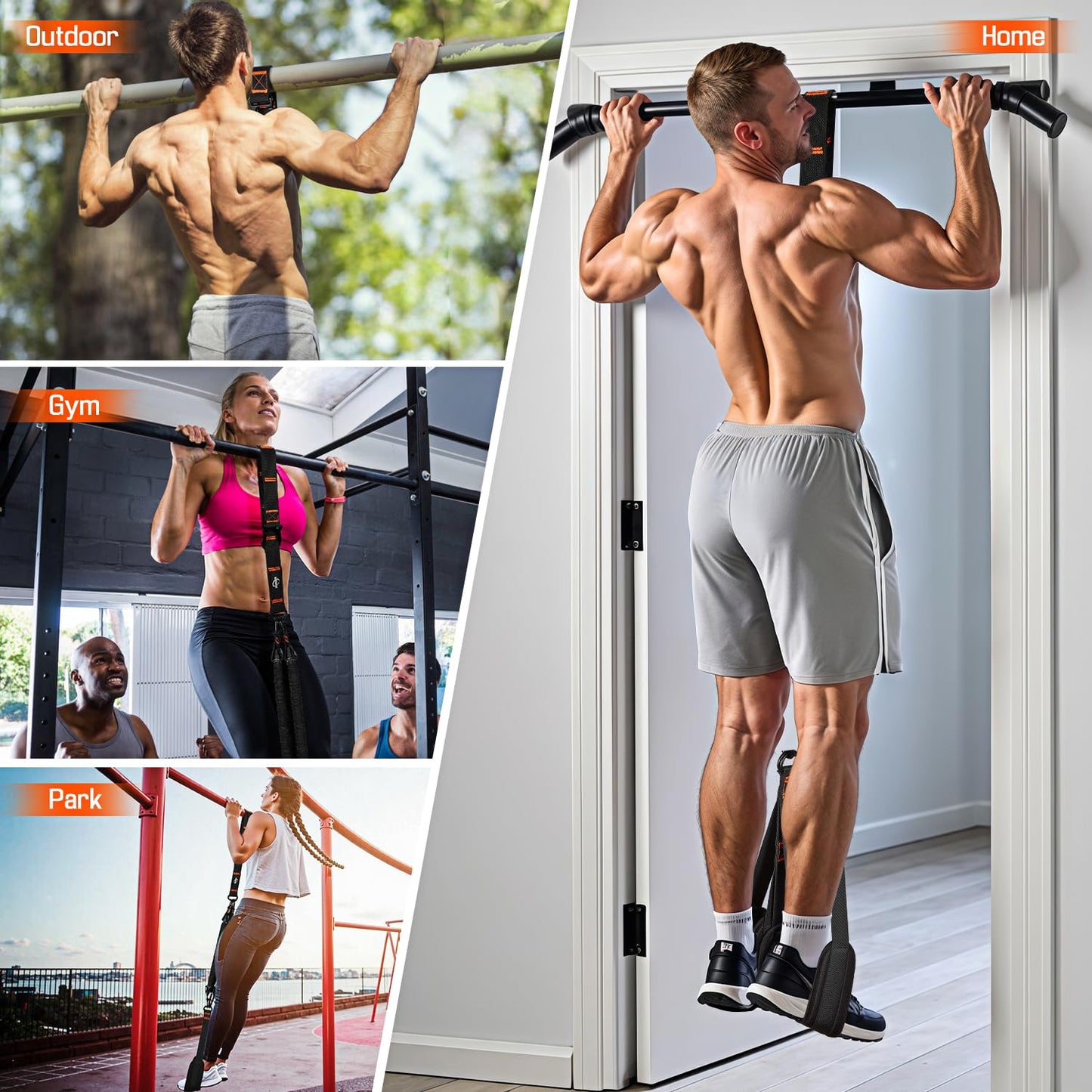 KRNIUC Pull Up Assistance Bands, Resistance Bands with Handles, Heavy Duty Pull Up Bands for Home Gym, Height Adjustable Chin Up Bar Assist Bands for Arm, Back, Strength Training Workout Equipment