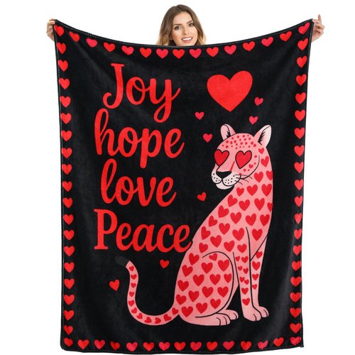 Fleece Throw Blanket for Couch - Pink Heart Soft Flannel Blanket for Bed, Cozy Lightweight Blanket, for Women, 50x60 Inches