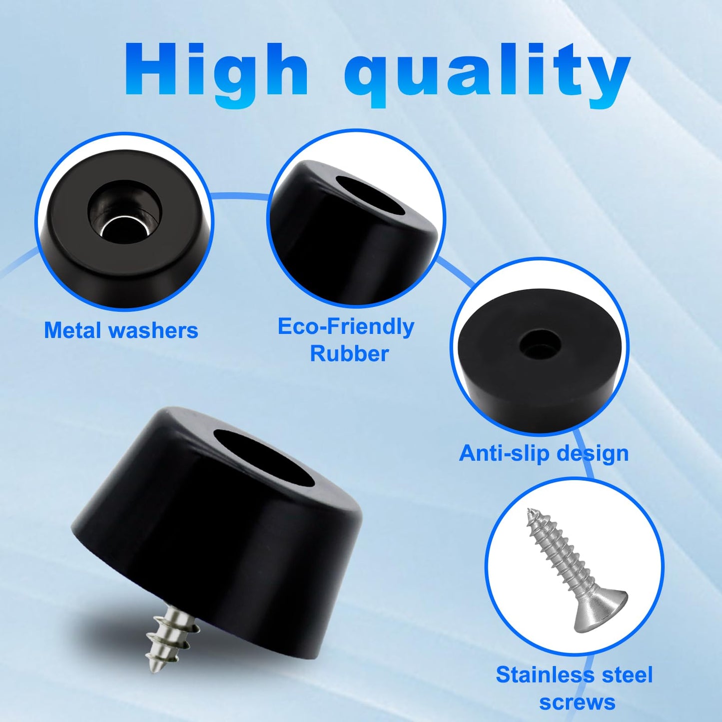 Hpgoxkd 56PCS Cutting Board Feet Non Slip with Stainless Washer Screws,Large Size and Small Rubber Feet for Cutting Board, Electronics,Furniture