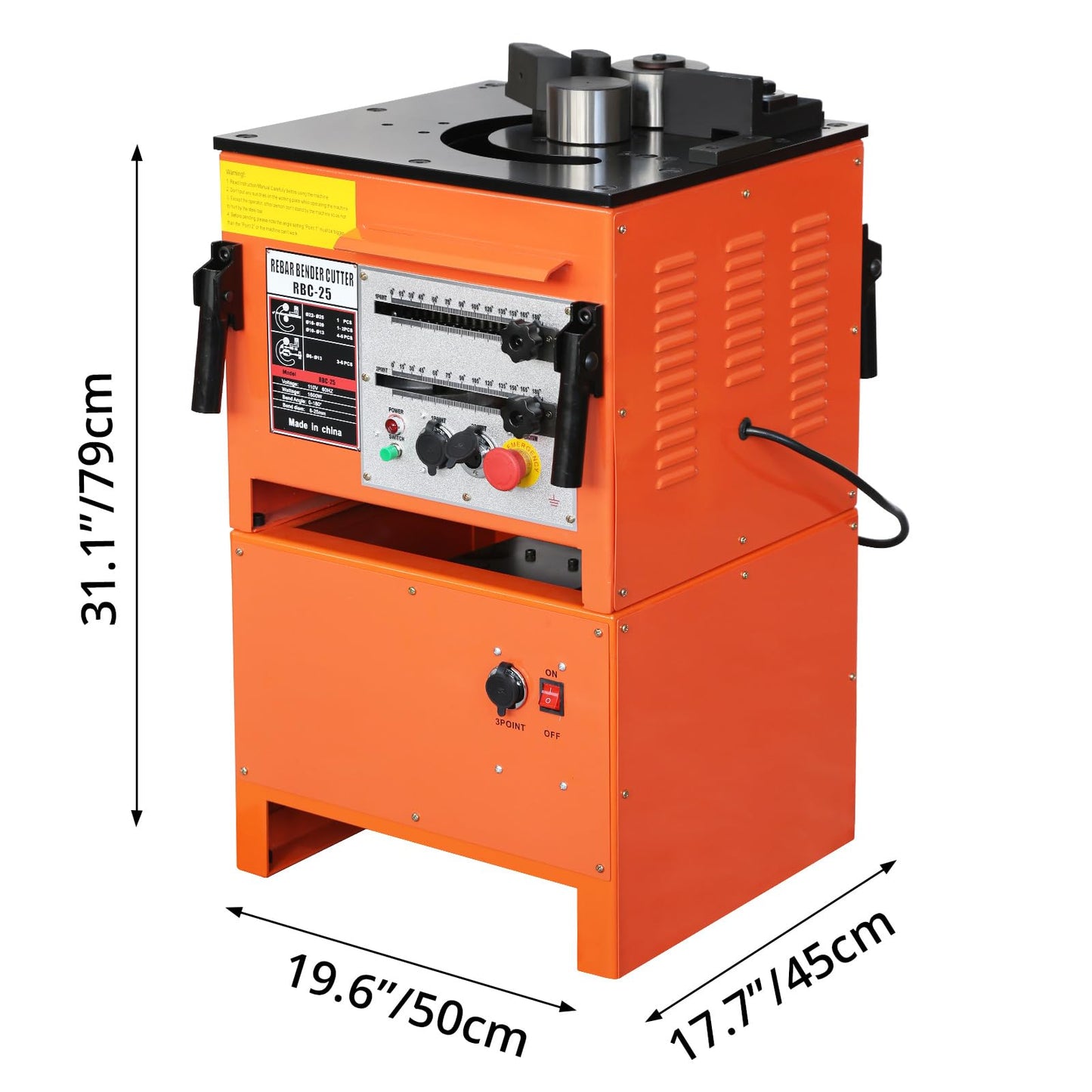 1600W Electric Rebar Bender ＆ Cutter 2-in-1, 6-7 Seconds Fast Bending Machine, 0-180° Accurate Portable Rebar Bender for 1/4 inch to 1 inch Steel Bar