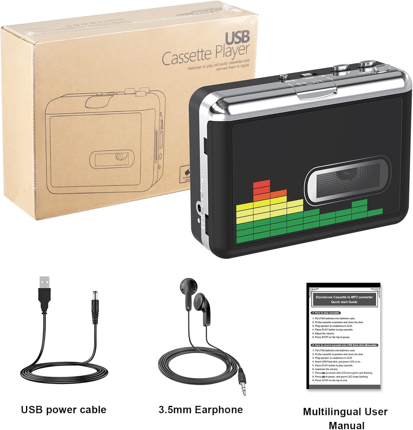 Cassette MP3 Cassette Mersoco USB Player Tape to Converter, Portable Tape Player to Digital Converter with Earphones