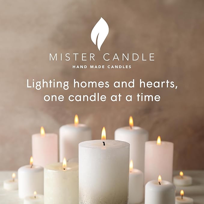 Mister Candle Dripless Unscented Pillar Candles, Set of 3 Hand Poured Solid Color Non-Scented Candles for Home Decor, Premium Wax, 60 Hr Burn Time - 3x4 Inch, Burgundy