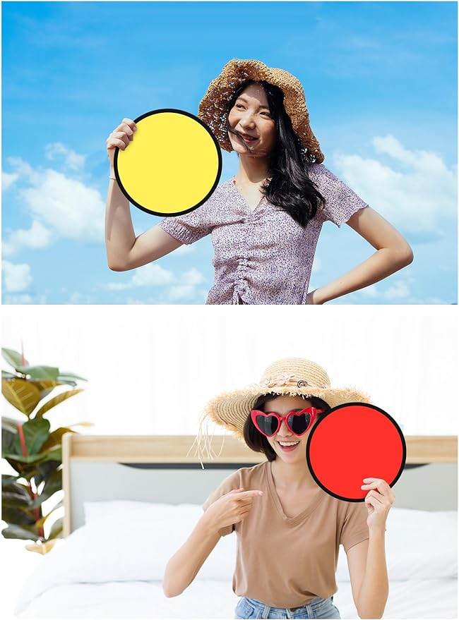 Gejoy Foldable Flying Disc Fans Bulk with Bags 9.8 Inch DIY Sublimation Handheld Cooling Fan Beach Flying Disc for Summer Outdoor Games Activities Birthday Wedding Party Favors