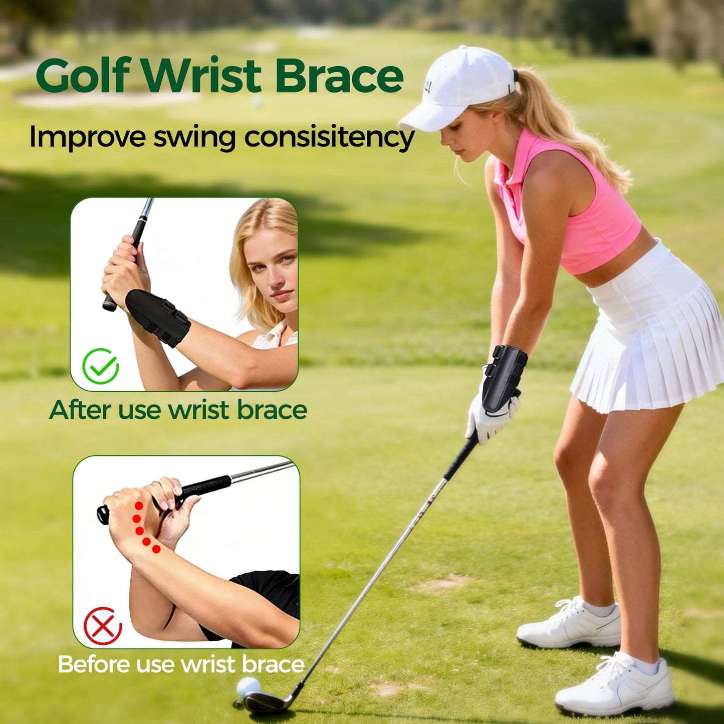 RILL Golf Training Aid, Include Golf Wrist Training Aid and Arm Band, Golf Swing Training Aid to Correct Wrist Angle and Develop Muscle Memory, Posture Correcting Tool for Beginners and Pros