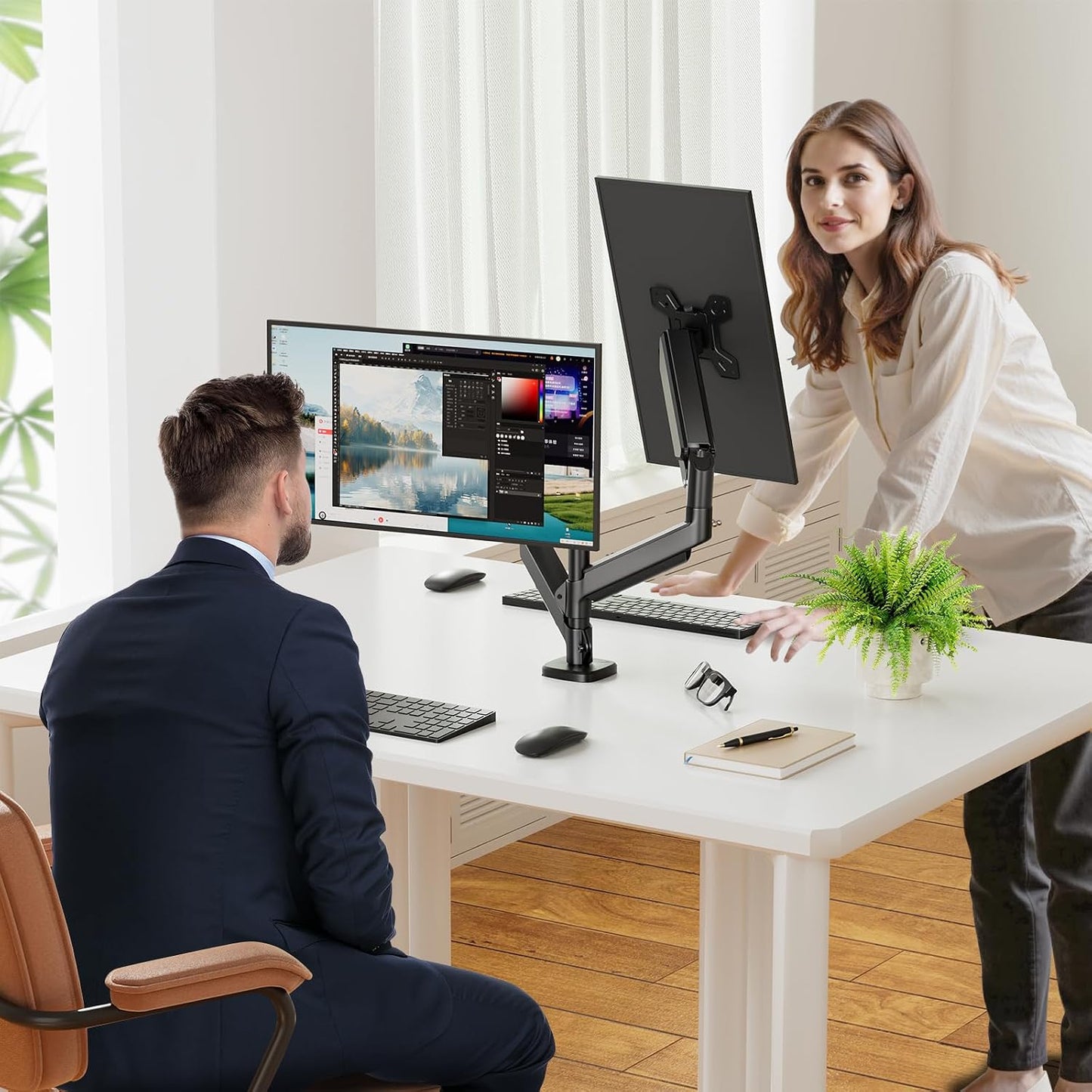 Simple Trending 17-27 inch 2 20 lbs, Dual Monitor Stand for Computer Screens, Computer Stand, Adjustable Stand