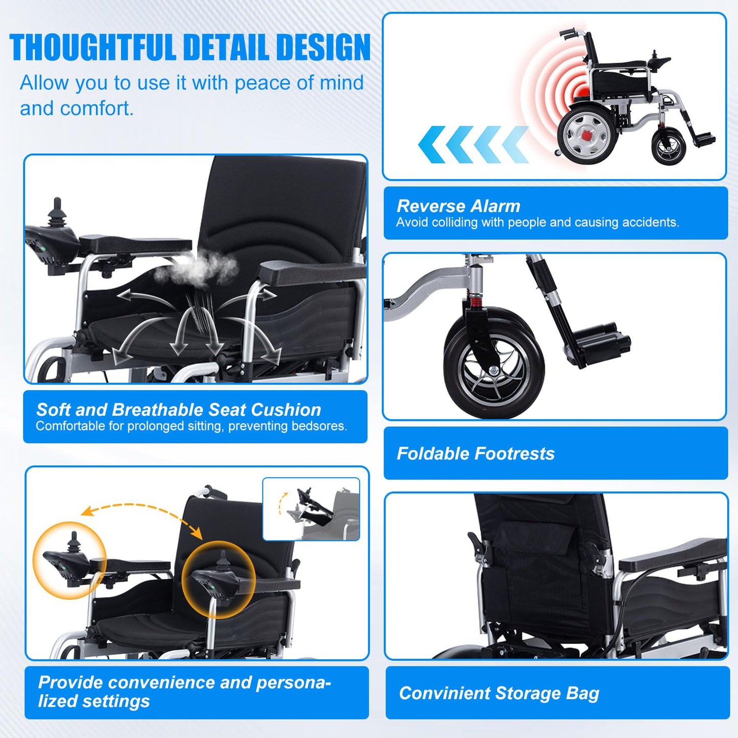 Electric Wheelchairs for Adults, 25 Miles All-Terrain Power Wheelchair Lightweight Foldable Motorized Wheelchair for Seniors, Compact Portable Heavy Duty Wheelchair Support 300 Lbs, Airline Approved