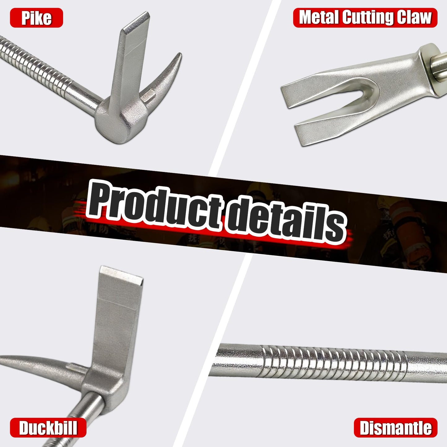 30 Inch Halligan Bar Tool, Halligan Forced Entry Tools, 45 Gauge Steel Firefighter Tool for Fire Rescue and Emergency Breakthroughs, Breaching Demolition Tools