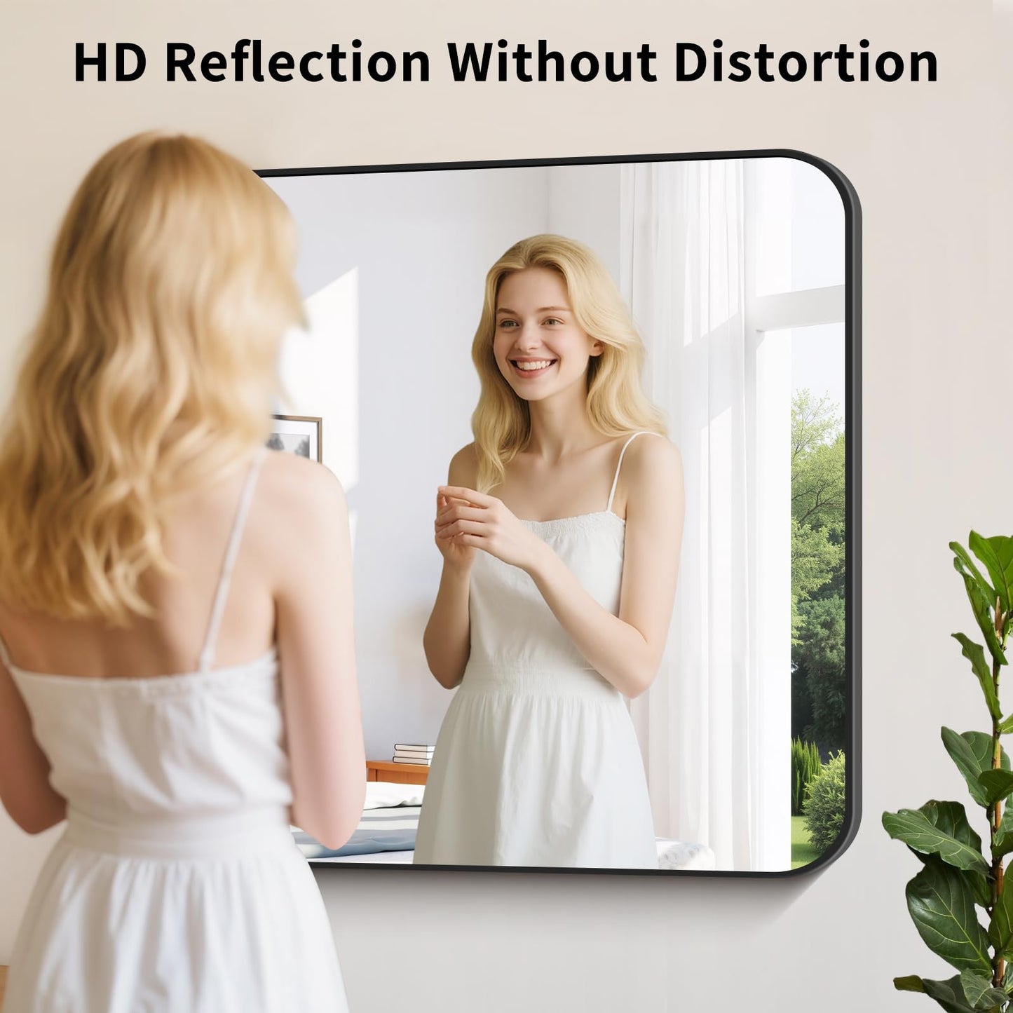 Koonmi Black Framed Bathroom Mirror - 30x36 Inch Shatterproof Tempered Glass Vanity Mirror for Bathroom Sink, Wall Mounted with Matte Aluminum Alloy Frame, No Distortion, Modern Decor