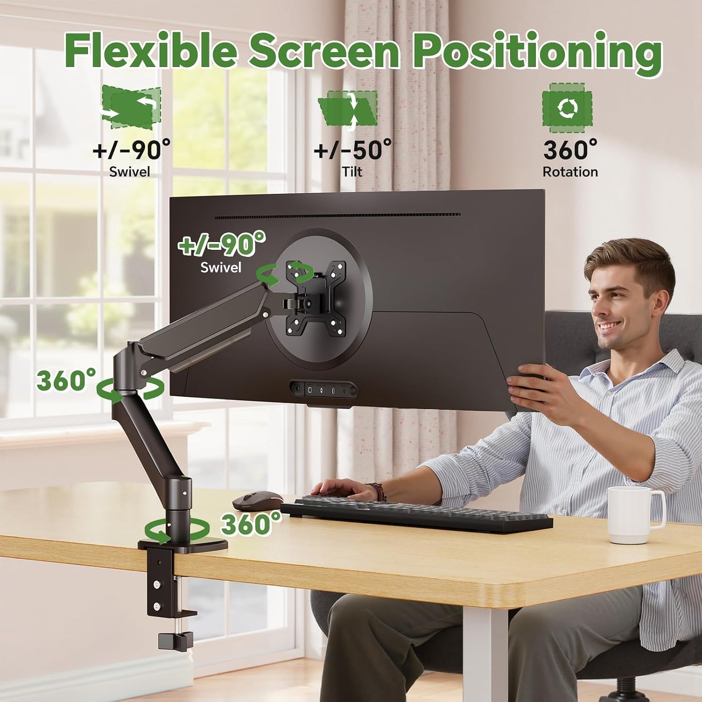 Ekisemio 13 32 Inch Single Monitor Mount, to Monitor Arm, Adjustable Monitor Stand