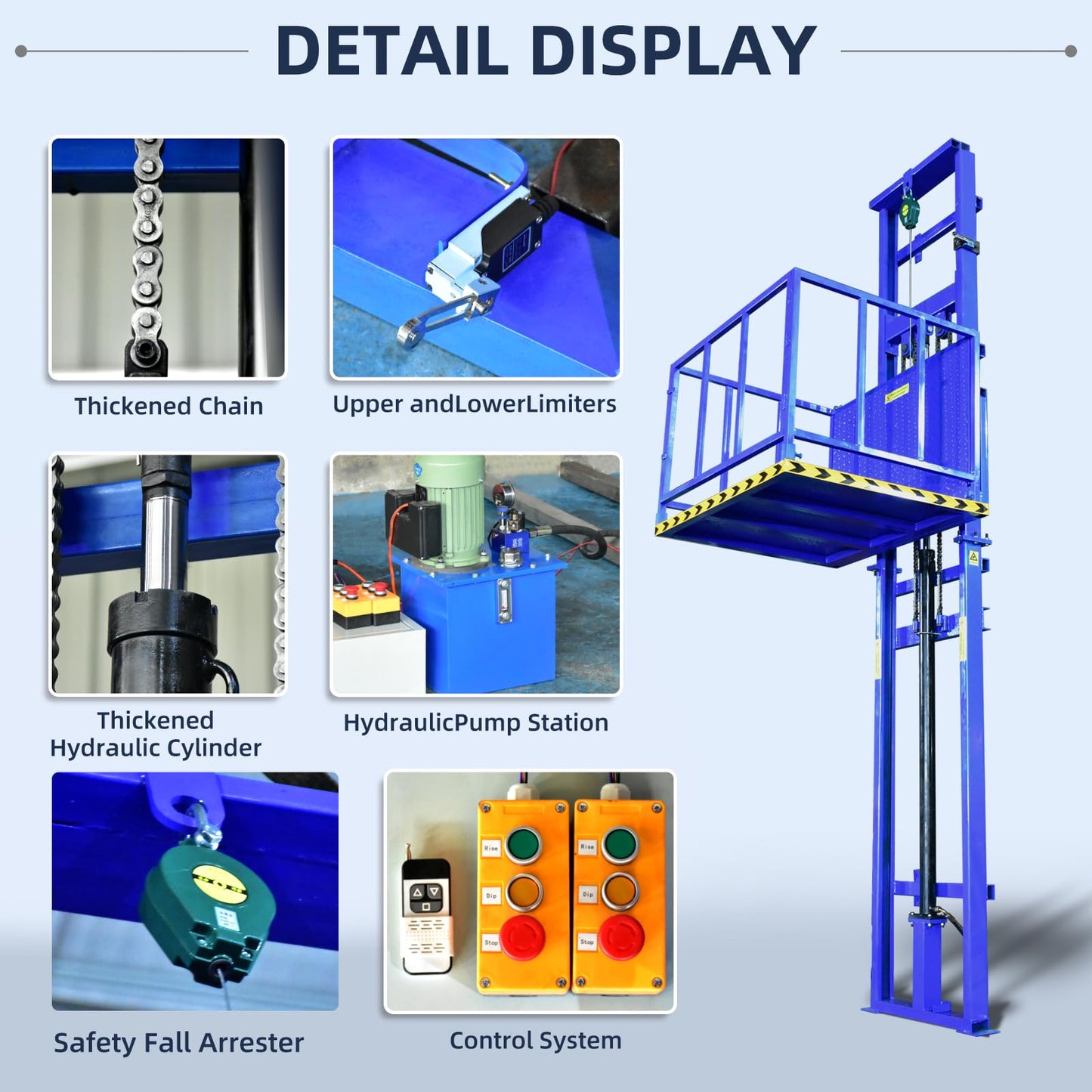 Home Elevator Lift System Dumbwaiter Elevator 2200lbs/1ton Electric Hydraulic Lift Platform Table, 9.8 Ft Wall Mounted Freight Elevator for Home Factory Warehouse