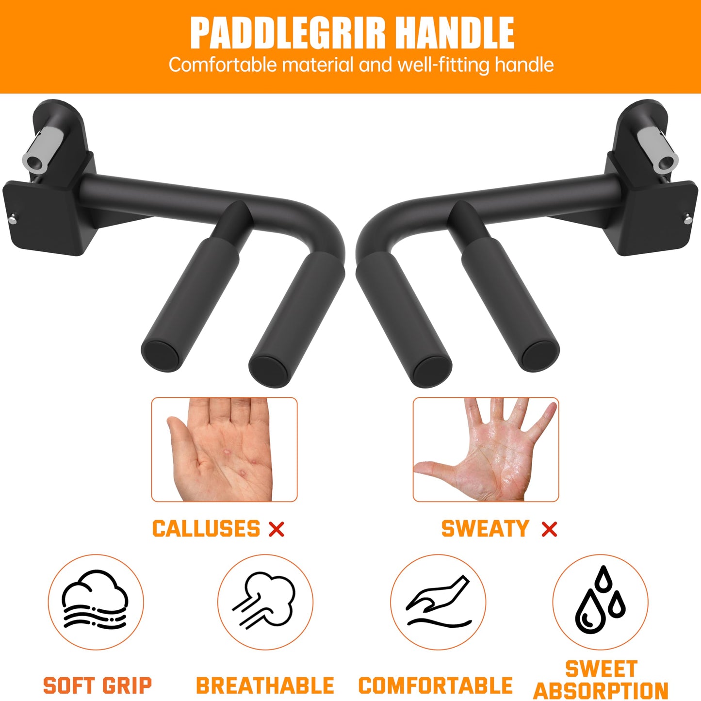 HWOOUSA Muti-Grip Dip Bars Attachment for 2" x 2" Power Cage with 5/8" or 1" Hole, Non-Slip Wide & Narrow Grip Dips Double Handles, 600 lbs Capacity, Squat Rack Attachment for Dips, Inverted Rows, Push-Ups
