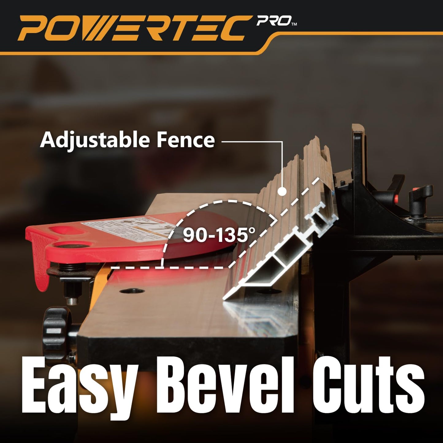 POWERTEC PRO 6-Inch Benchtop Jointer - 10-Amp, 2-Blade Wood Jointer for Woodworking with Adjustable Fence and Dust Port (BJ603)