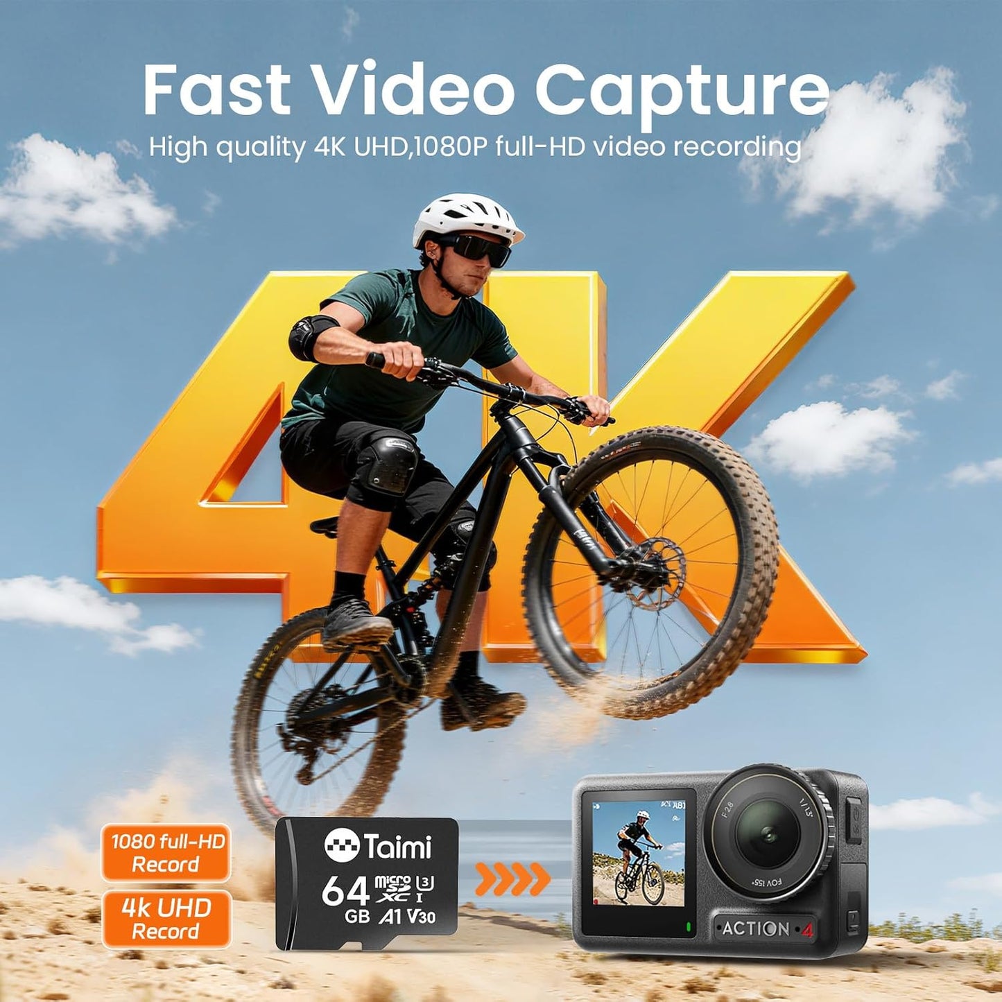 TAIMI Card,A1,U3,V30,UHS-I,Microsd 90MB/s (64GB) Micro SD Card,Tf Memory Card,Read Speed Up