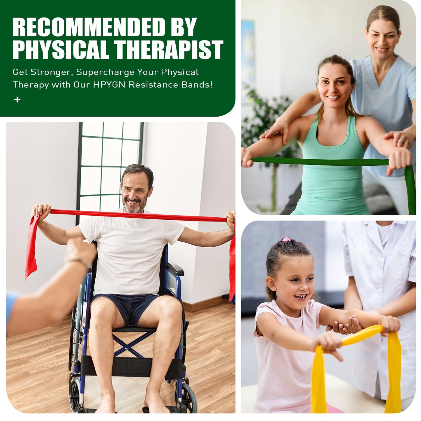 HPYGN Resistance Bands, Exercise Bands Set, Yoga Bands for Physical Therapy, Yoga, Pilates, Rehab, Fitness, Strength Training, Professional Non-Latex Elastic Bands for Home Gym