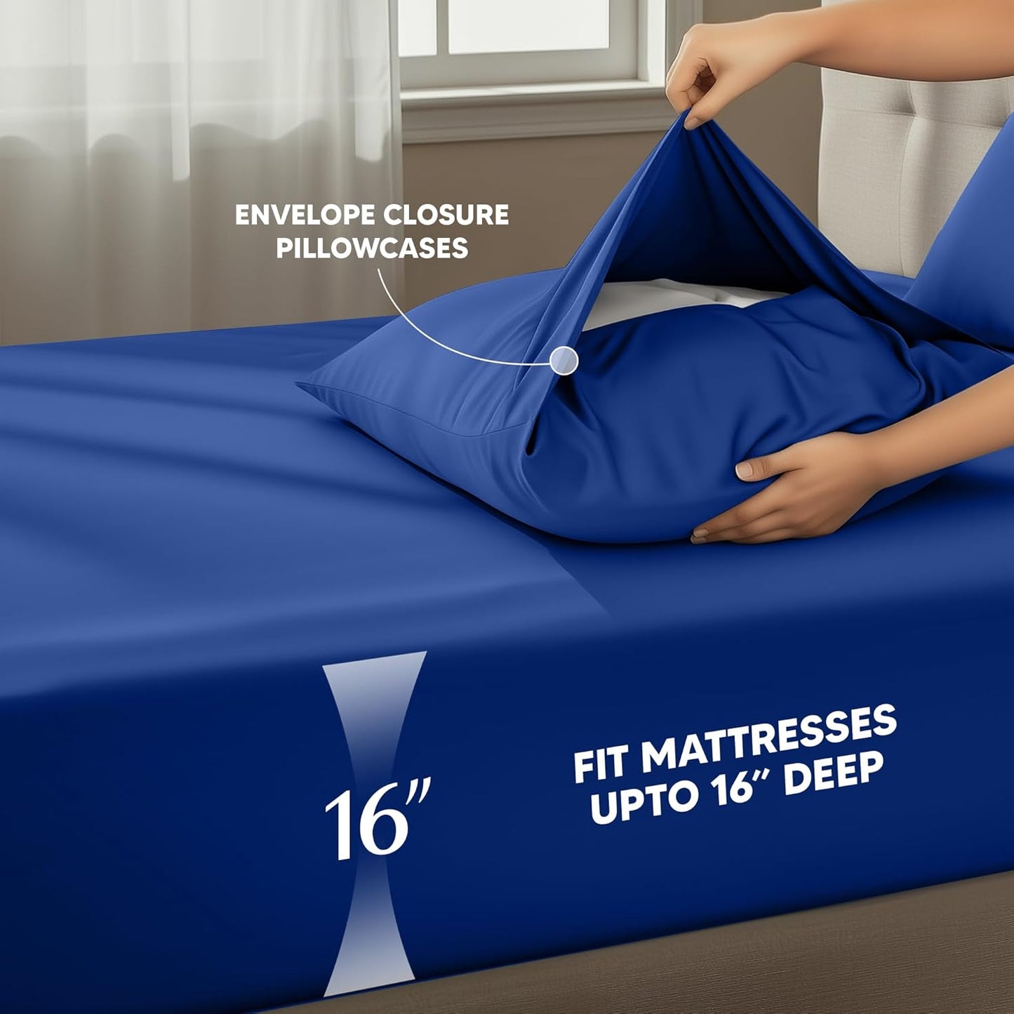 Utopia Bedding Queen Size Sheet Set - Soft, Breathable Microfiber | 4-Piece in Royal Blue, Oeko-Tex Certified