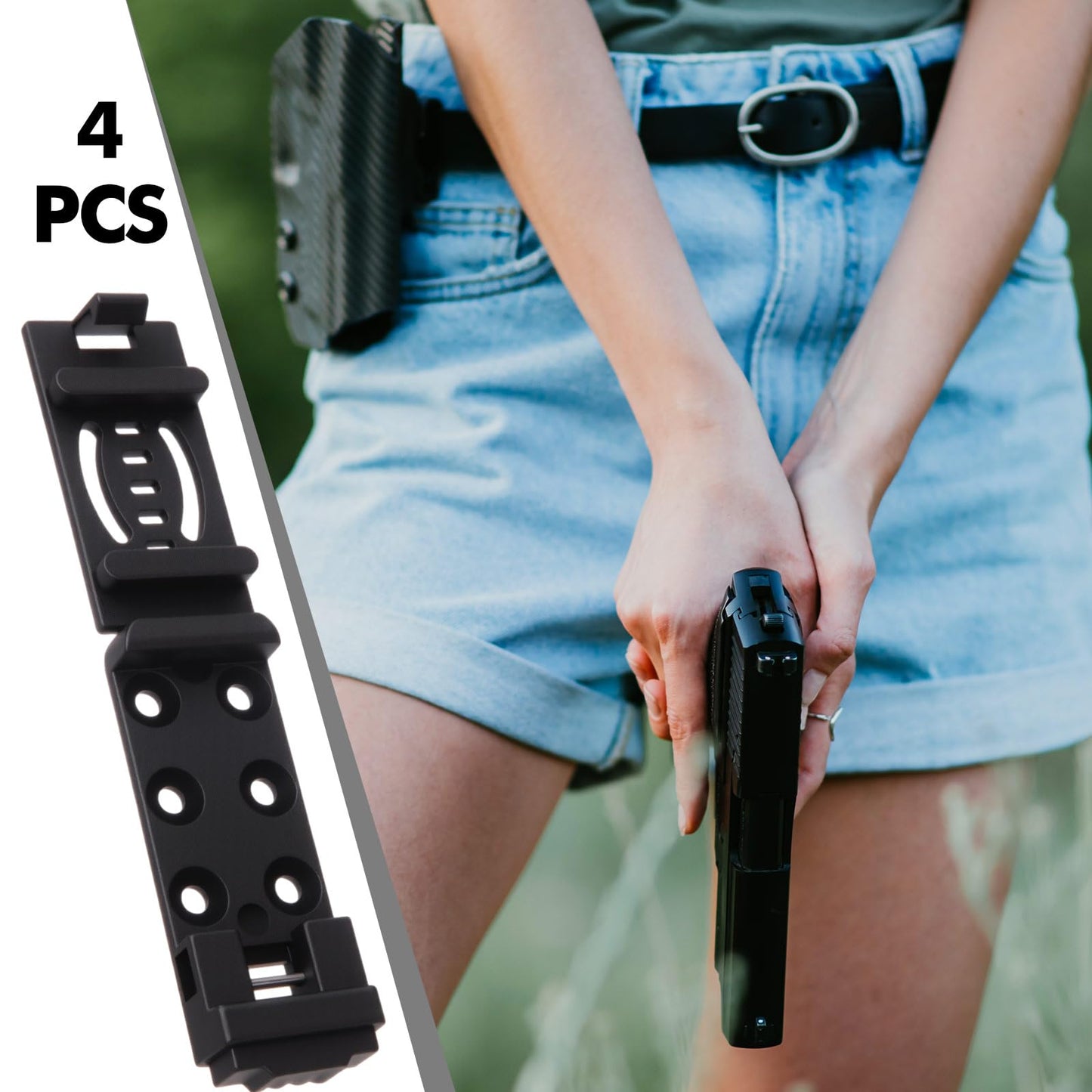 Relaxweex 4 Pack 3 Inch Holster Belt Clips Knife Belt Clip Holster Adjustable Molle Attachment Adapter with Mounting Hardware Panel Mounts Straps Tools for Vests Backpacks(Classic Style)