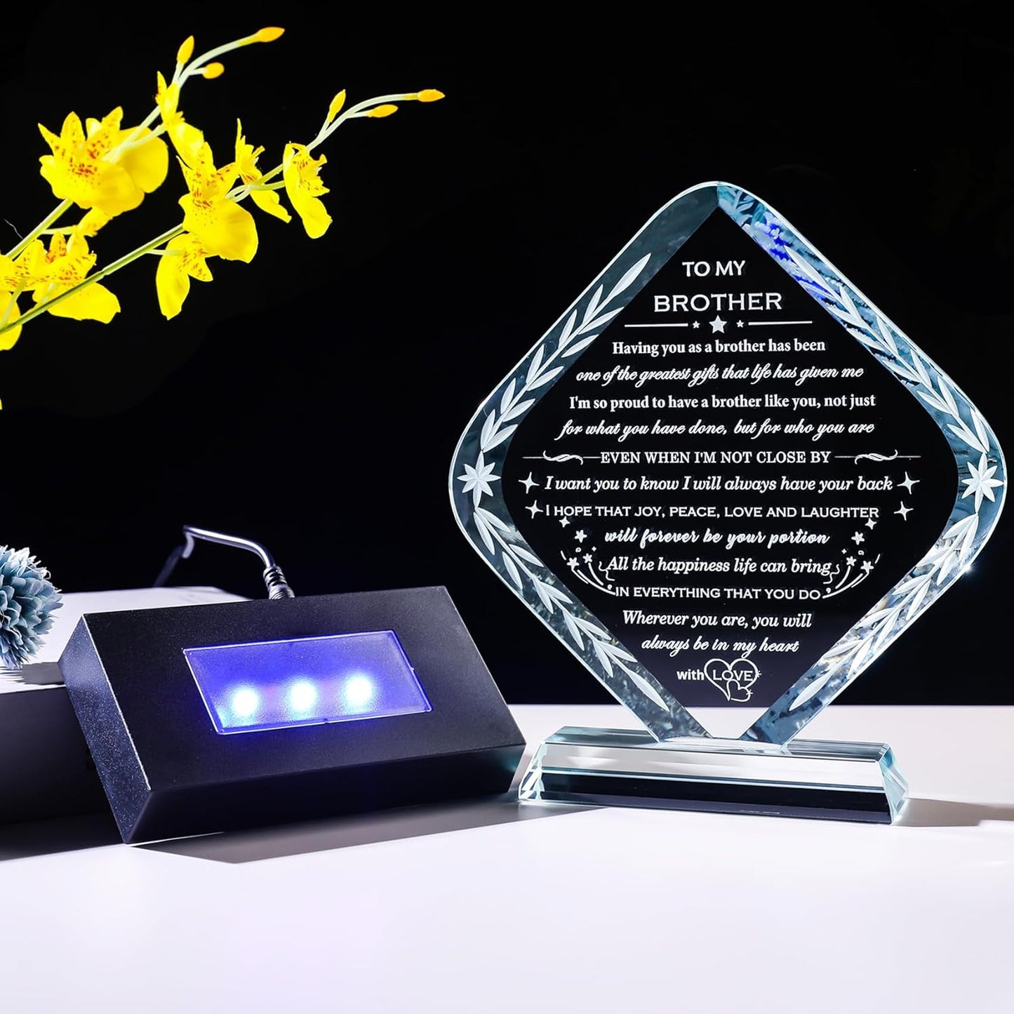 Regine Switzerland Laser Engraved Crystal Keepsake - Meaningful Gift for Brother | Perfect for Birthdays, Father's Day, and Graduations