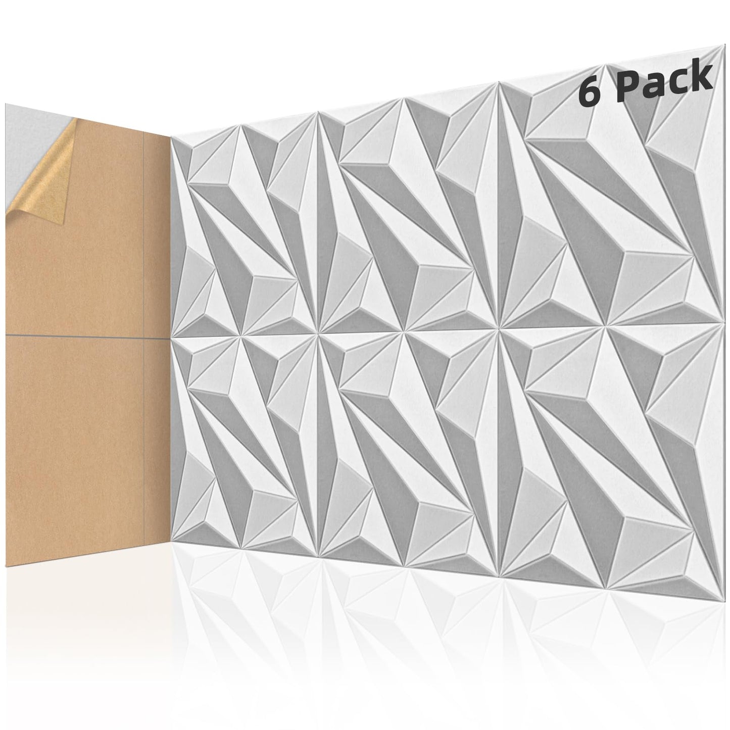 Art3dwallpanels 24" X 24" Acoustic Panels 6 Pack Soundproof Wall Panels Sound Dampening, 3D Wall Decor Absorbing Panels, White and Gray