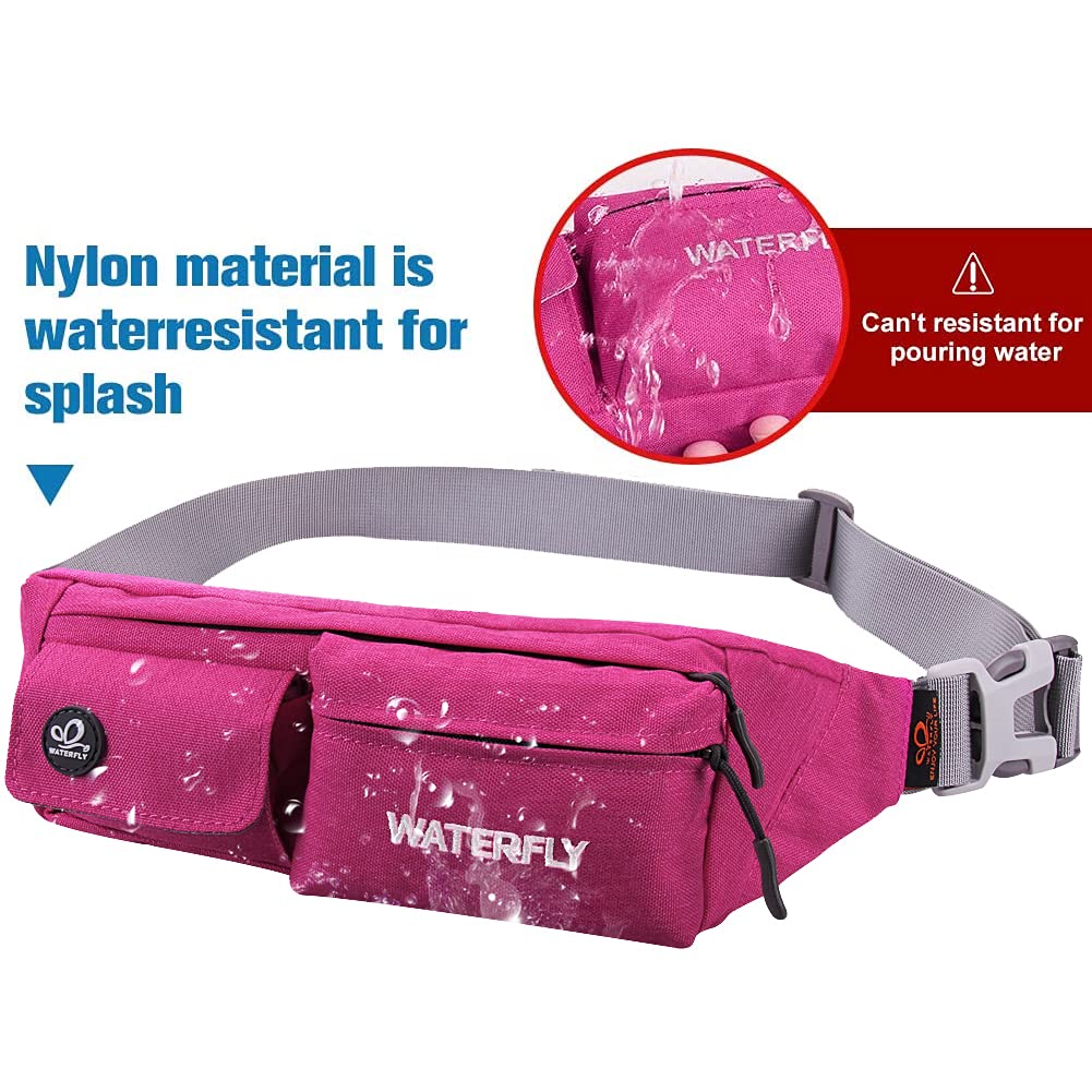 WATERFLY Fanny Pack Slim Soft Polyester Water Resistant Waist Bag Pack for Man Women Carrying iPhone 8 Samsung S6