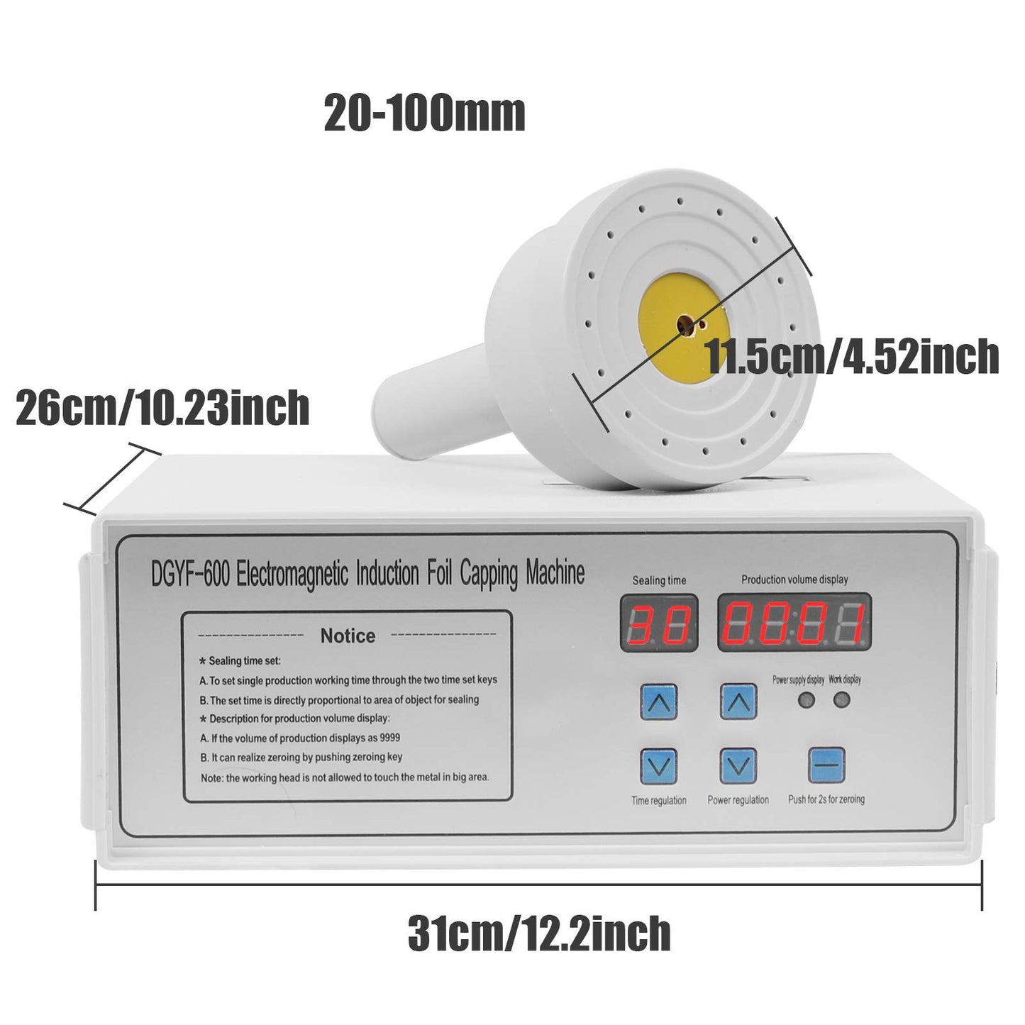Portable Handheld Induction Sealer 20mm-100mm 110V Induction Sealing Machine White Bottle Cap Sealing Machine