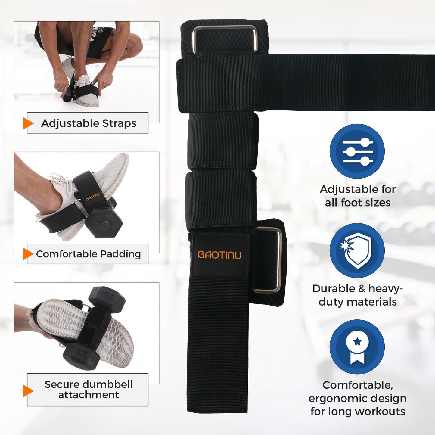 1pc Monkey Foot Dumbbell Attachment For Glute Kickback Women's Leg Exercise Workouts At Home Adjustable Ankle Gym Strap Foot Weights Lifting Attachments Equipment For Men Hamstring Curls