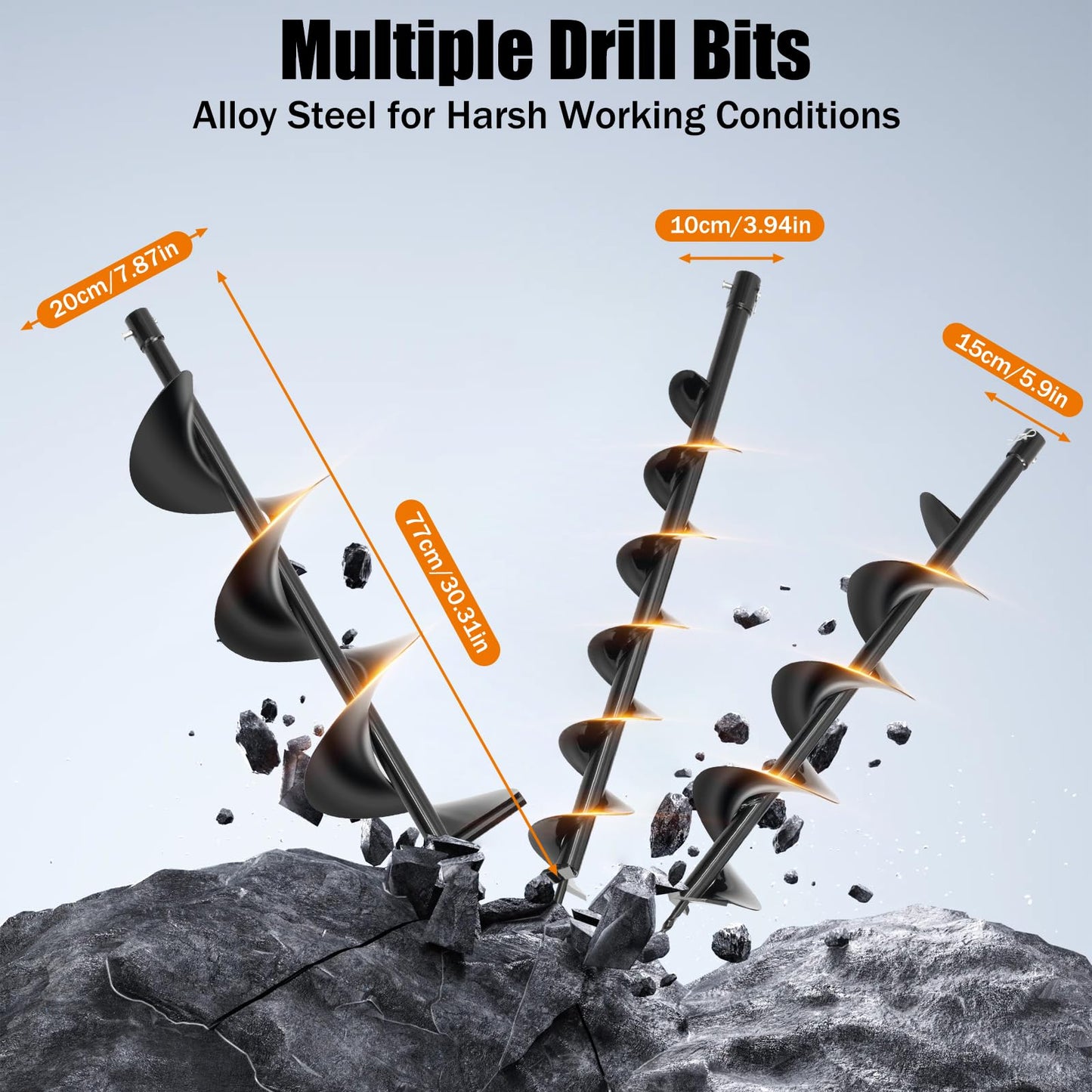 ARPITUYN Post Hole Digger, 71CC 2 Stroke Post Hole Digging Machine with 3 Drill Bits and Extension Rod, Gas Powered Auger Post Hole Digger for Farmland, Garden, Planting