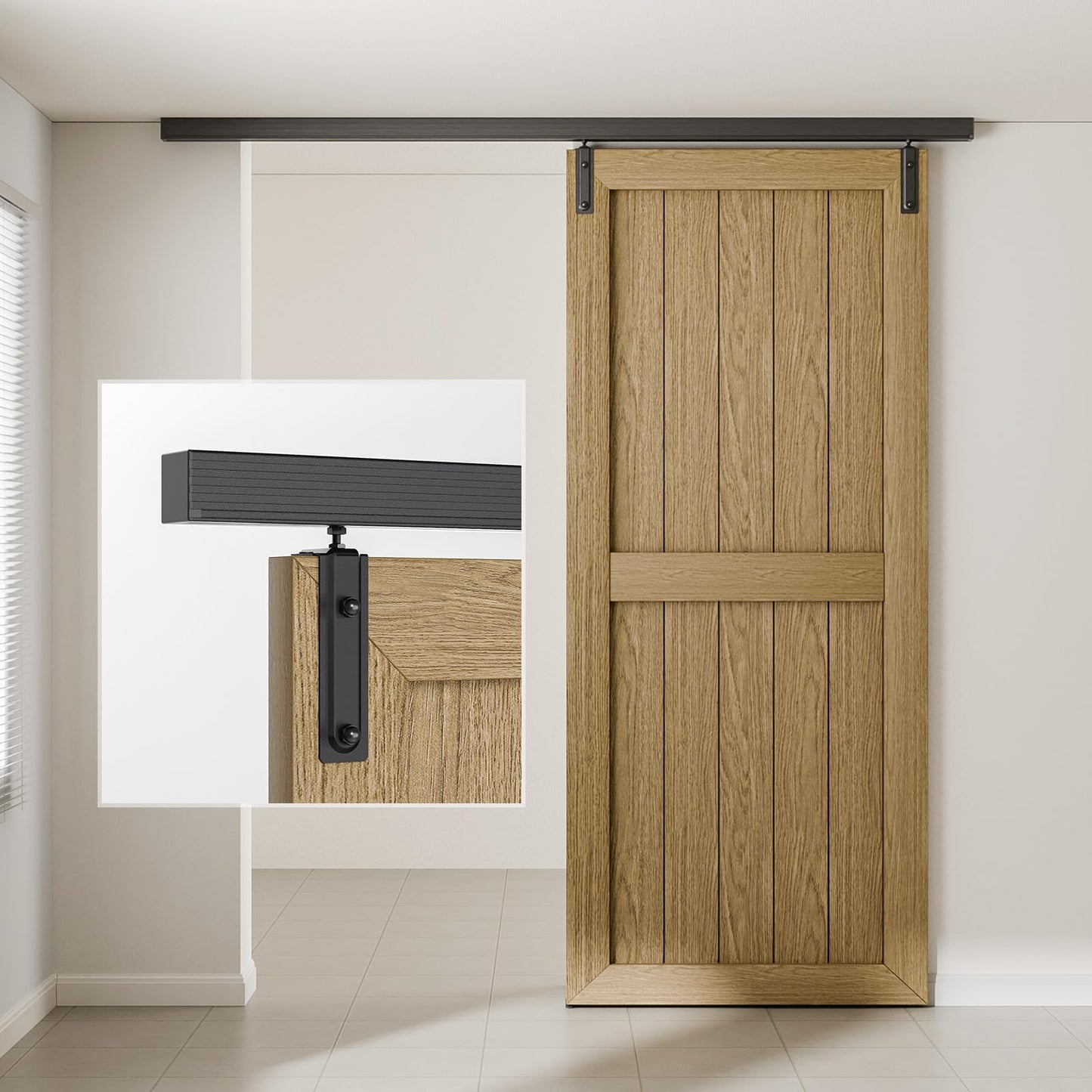 BONIKLUBA 6.6FT Ceiling Mount Box Rail Barn Door Hardware Kit,Heavy Duty Steel Sliding Barn Door Track,Fit Interior and Exterior Door,Easy Install(No Door)