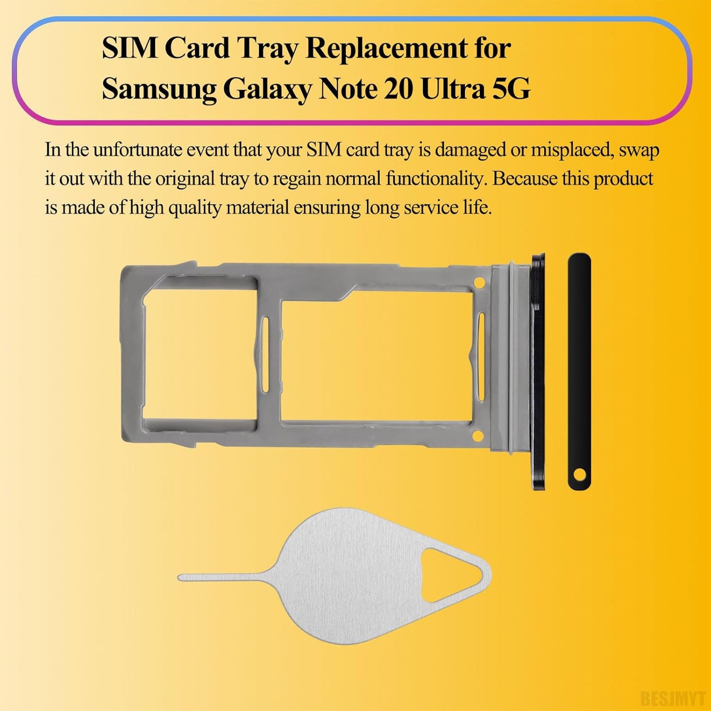 20 5G SM-N985F N986 N986U for Samsung Galaxy Note Ultra Sim Card Tray Replacement (Single SIM Version) - Mystic Black