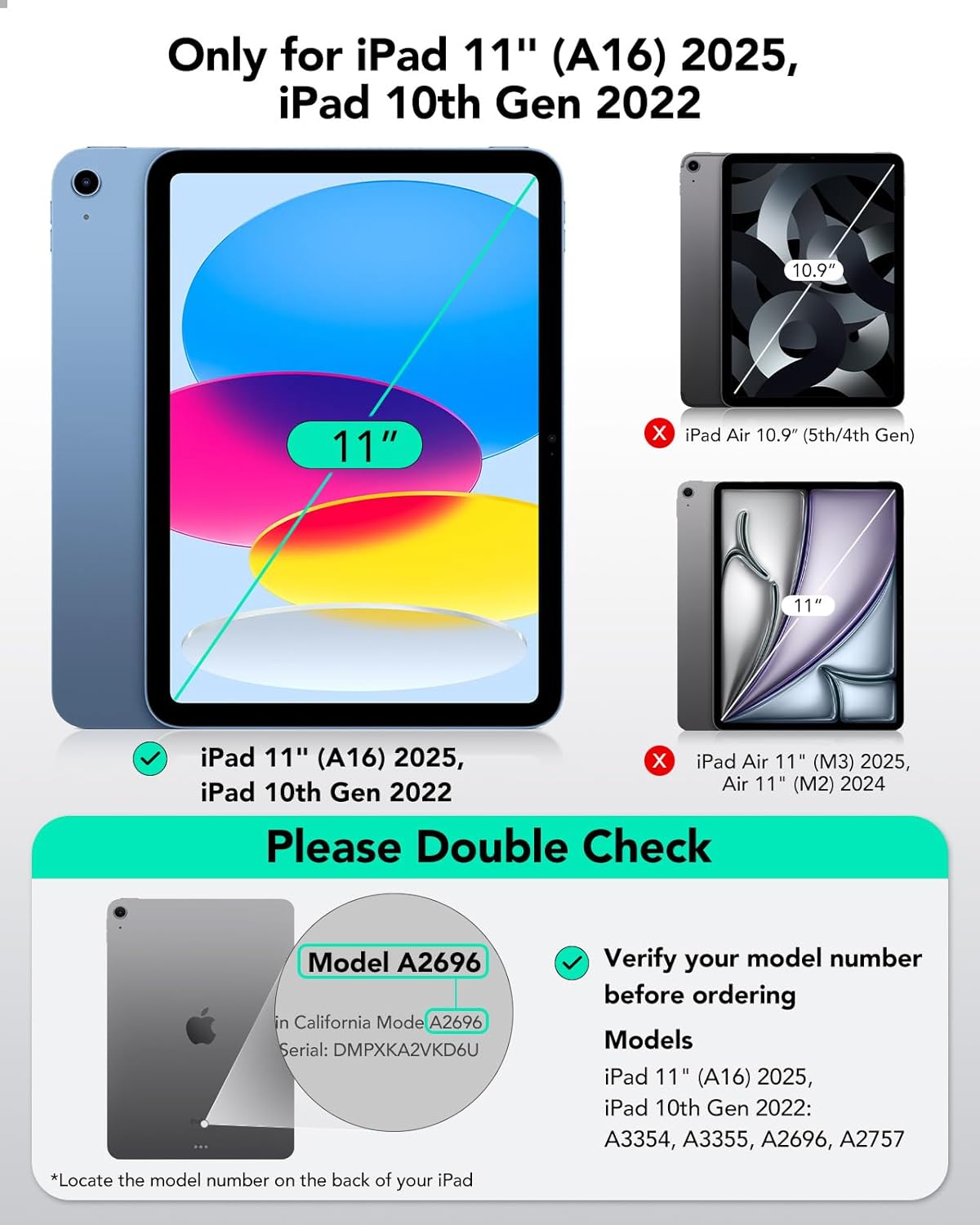 ESR iPad(A16) 11th/10th Case(2025/2022,10.9 Inch), for Generation Convenient Magnetic Attachment, Two-Way Trifold