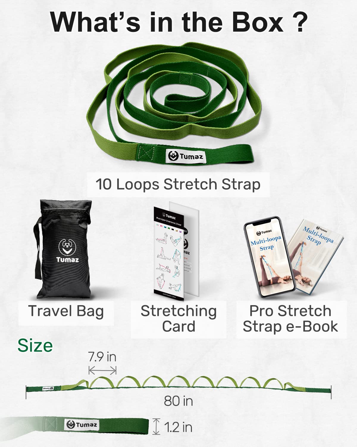 Tumaz Yoga Straps for Stretching, Multi-Loop Strap with 10 Loops for Physical Therapy, Pilates & Gymnastics