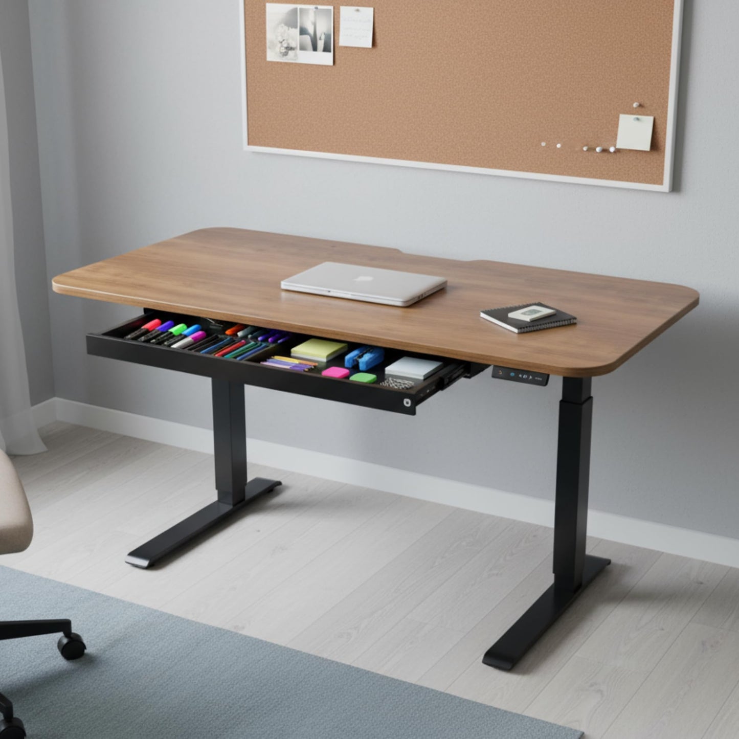 Perfect POSTURE Max Under Desk Storage Drawer – Large Desk Drawer with Lock for Regular & Sit-Stand Standing Desks, Gray (13" x 26.5")