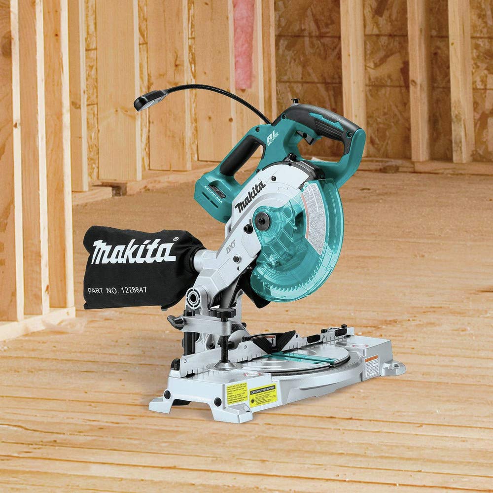 Makita XSL05Z 18V LXT Lithium-Ion Brushless Cordless 6-1/2" COMPACT Dual-Bevel Compound Miter Saw with Laser, TOOL Only