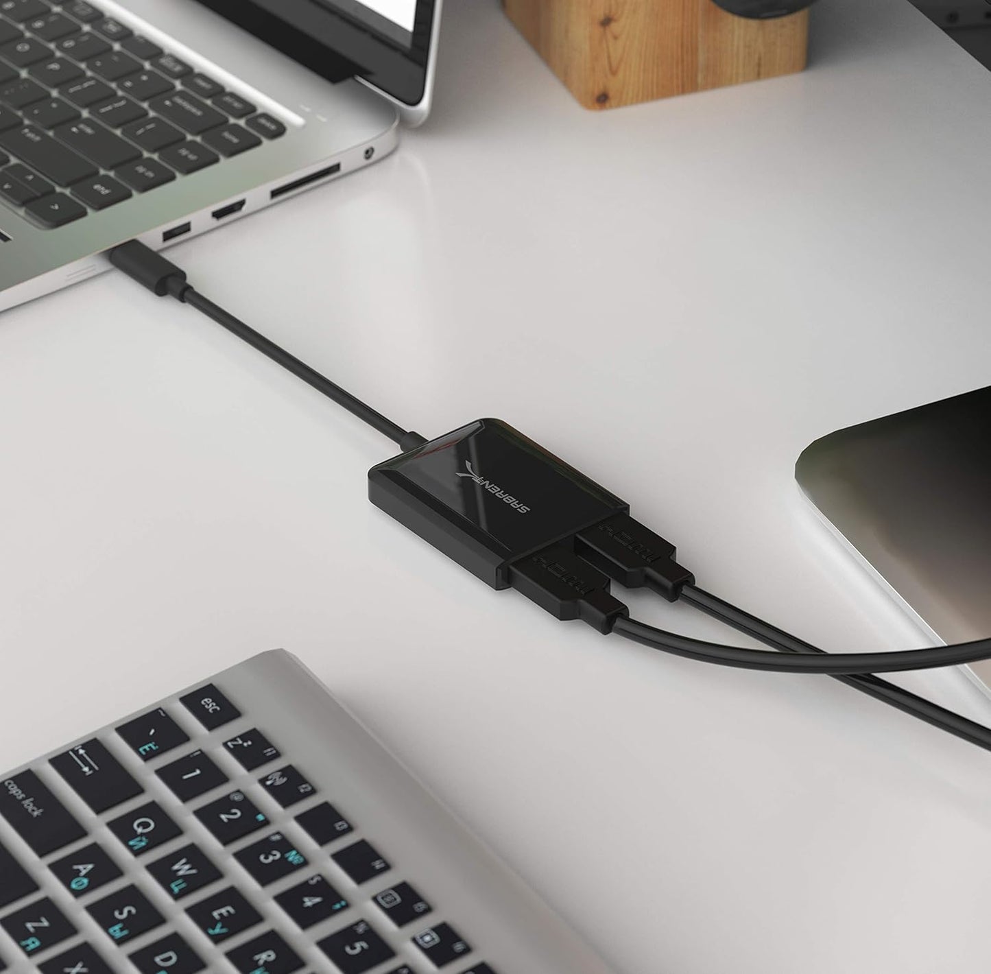 SABRENT 4K 30Hz USB Type C Dual HDMI Adapter [Supports Up to Two Monitors, Compatible with Windows Systems Only]