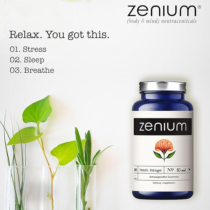 Zenium - Ashwagandha Gummies 1500 MGS per Serving | 60 Count | Mango Flavored | Calm The Mind & Body | Relieve Worry, Tension & Nervousness | Ayurvedic | Natural Relief Supplement | Boosts Mood
