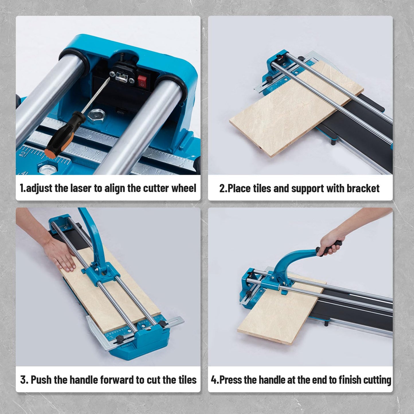 EliteEdge EliteEdge Manual Tile Cutter - Double Rails Precision, 48" Porcelain Ceramic Cutter, Tungsten Carbide Cutting Wheel, Precision Cutting, Anti-Skid Feet, Removable Scale