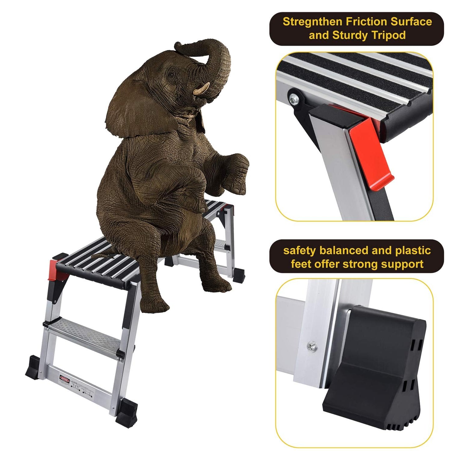 Aluminum Work Platform Large Size Step Stool Folding Portable Work Bench with Non-Slip Mat Capacity 660 LBS Heavy Duty 38" l X 15" w/660lbs