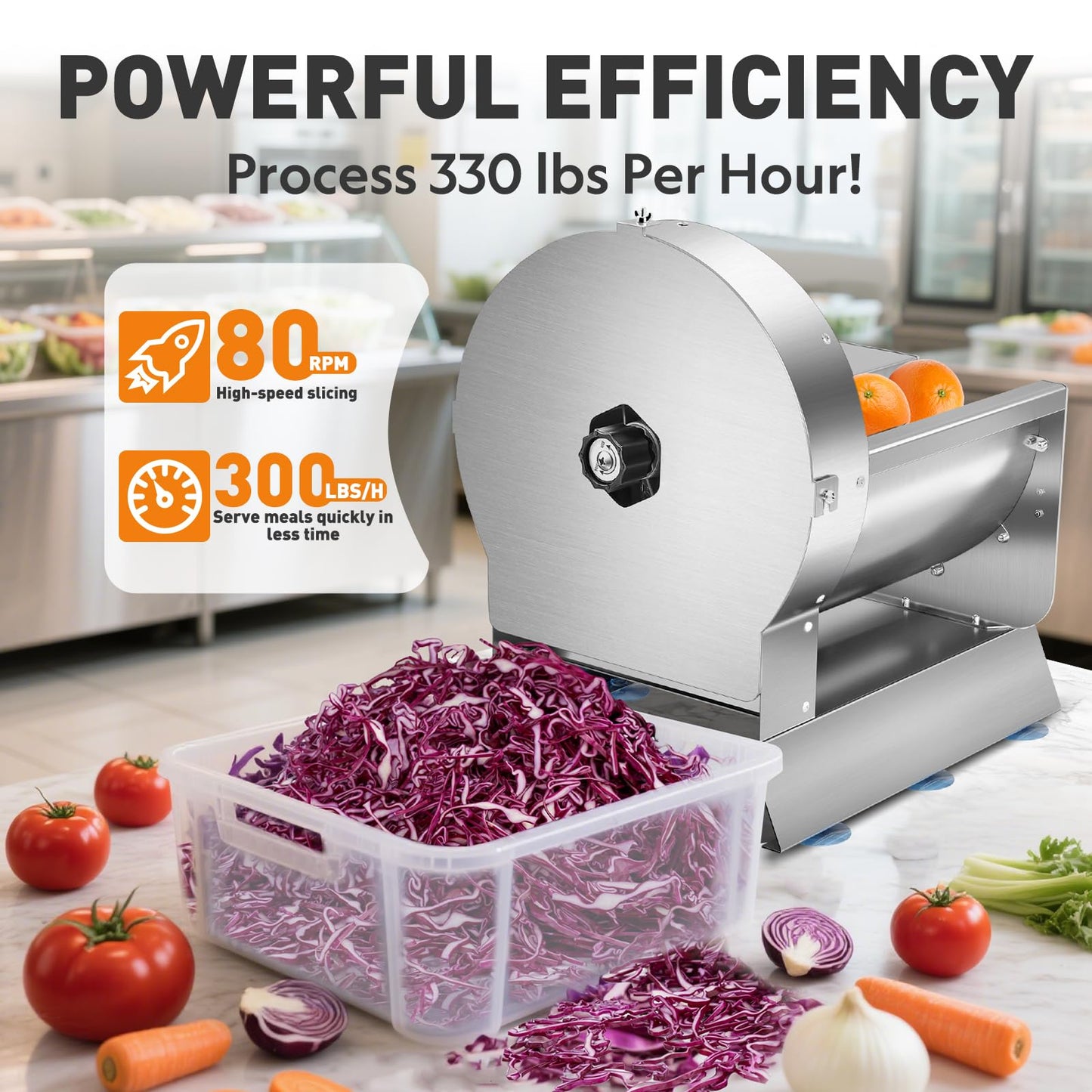 Upgraded Commercial Vegetable Slicer with Hands-Free Operation, Carry Handle & Cleaning Brush, 2-in-1 Electric & Manual Stainless Steel Fruit Cutter, Adjustable 0–13mm for Cabbage, Potatoes, Tomatoes