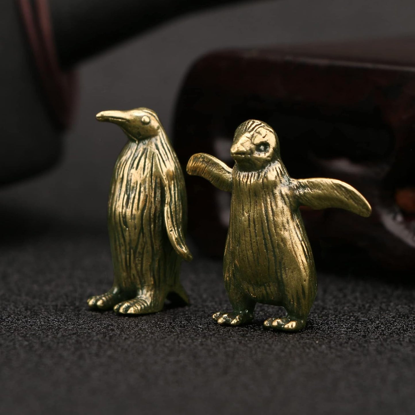 Skiennix Brass Penguin Statue Set - Charming Ocean-Inspired Décor | Perfect for Feng Shui Collection
