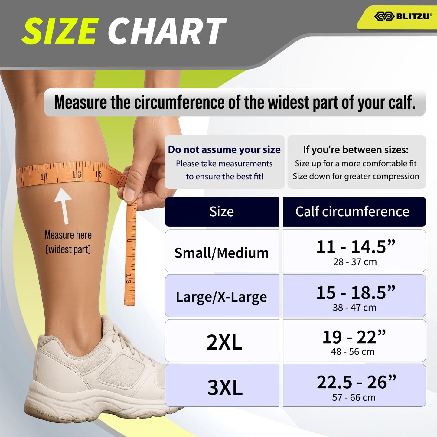BLITZU Calf Compression Sleeves for Men and Women. Footless Compression Socks Support for Varicose Vein, Nursing, Running. Leg Sleeve Brace for Shin Splints, Pain Relief & Reduces Swelling Black L-XL