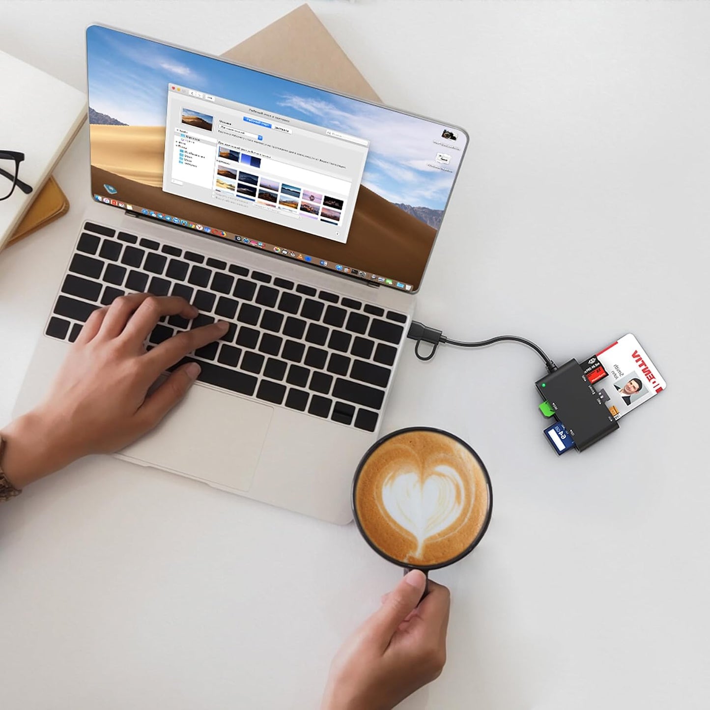 Yeemie Pro 7 2 Duo/M2/IC/PIV USB C/A Smart Card Reader and Memory Card Adapter in CAC Reader- Military CAC, SIM