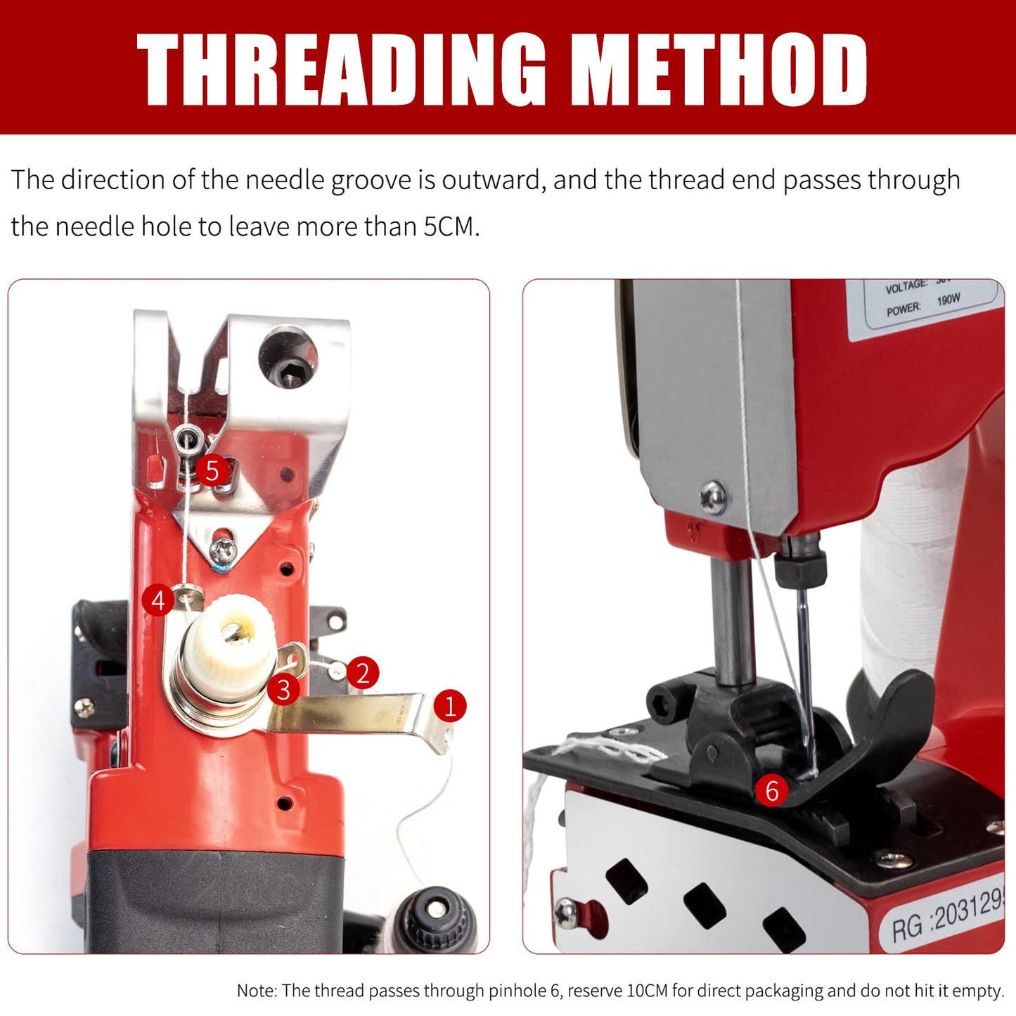 Battery Bag Sewing Closing Machine Cordless Portable Bag Closer Stitcher Packing Machine for Burlap Sack, Canvas,Feed Sacks,Rice Bags, PP Woven Kraft Paper Bag SDRTOP