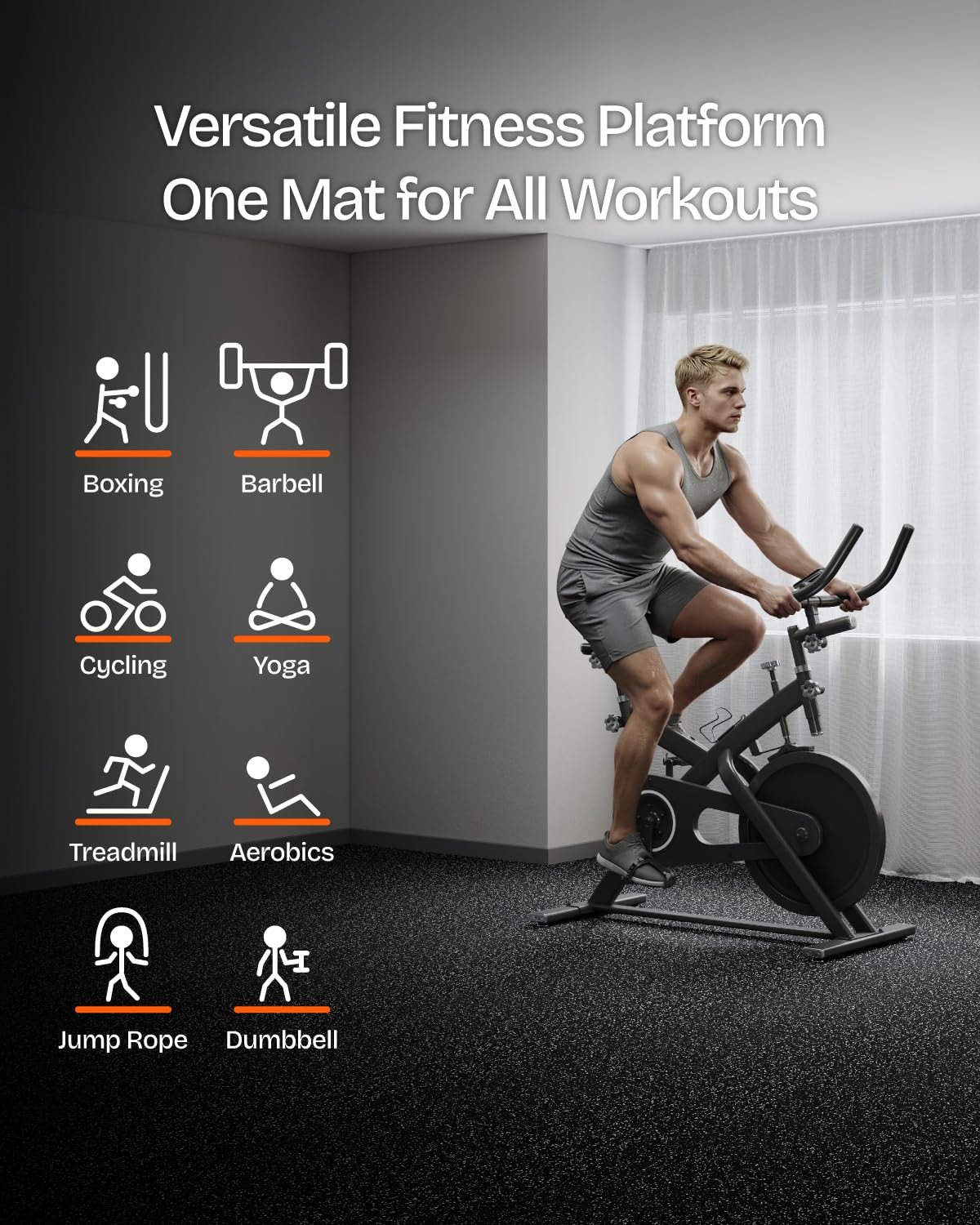 Vivaluz 0.56 Inch Thick 48 Sq Ft Gym Flooring for Home Gym, 12 Tiles Robust Rubber Top with Eva Foam Exercise Equipment Mats, Protective Flooring Puzzle Mat for Fitness Room