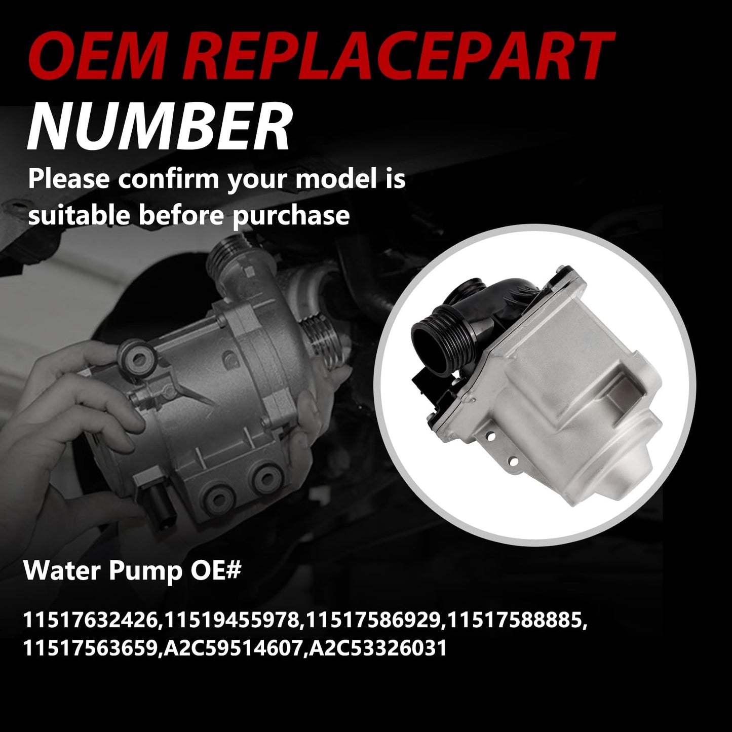 GZGN 11517632426 Electric Engine Water Pump Compatible with BMW 135i 335i 535i 640i 740i X1 X3 X4 X5 X6 Z4 3.0L L6 Turbo 2011-2017, for N55 Engine (NOT for N54/B58), Replaces#11519455978 11517586929