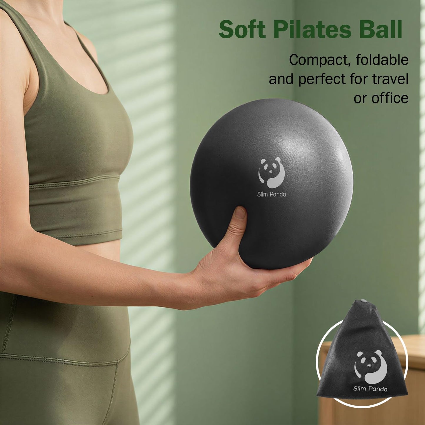 Slim Panda Pilates Ball, 9 Inch Small Exercise Ball, Anti Burst Mini Yoga Ball for Stability, Workout, Barre, Core Strength, Physical Therapy, Balance, Stretching