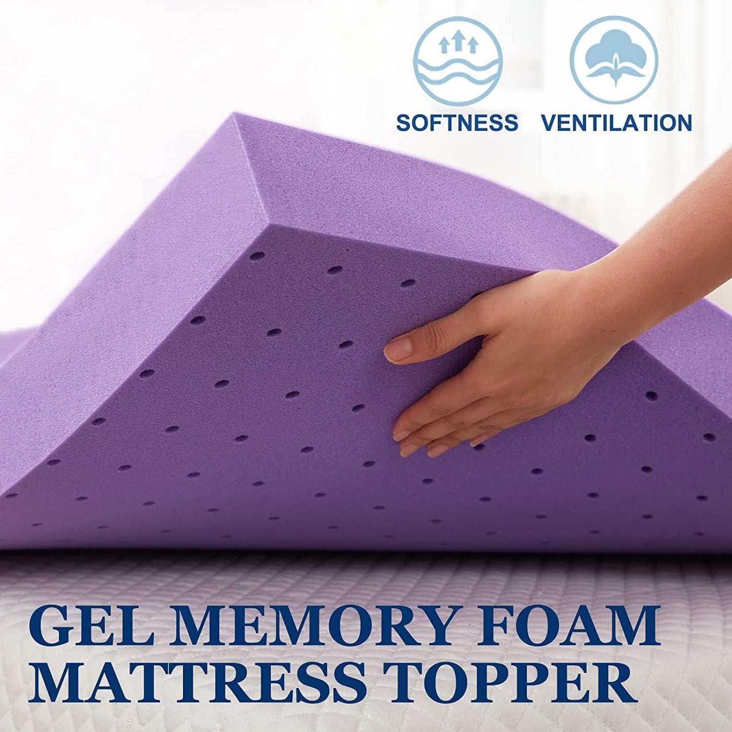 SINWEEK Gel Memory Foam Mattress Topper - Ventilated & Soft Pressure Relief | Queen Size, CertiPUR-US Certified