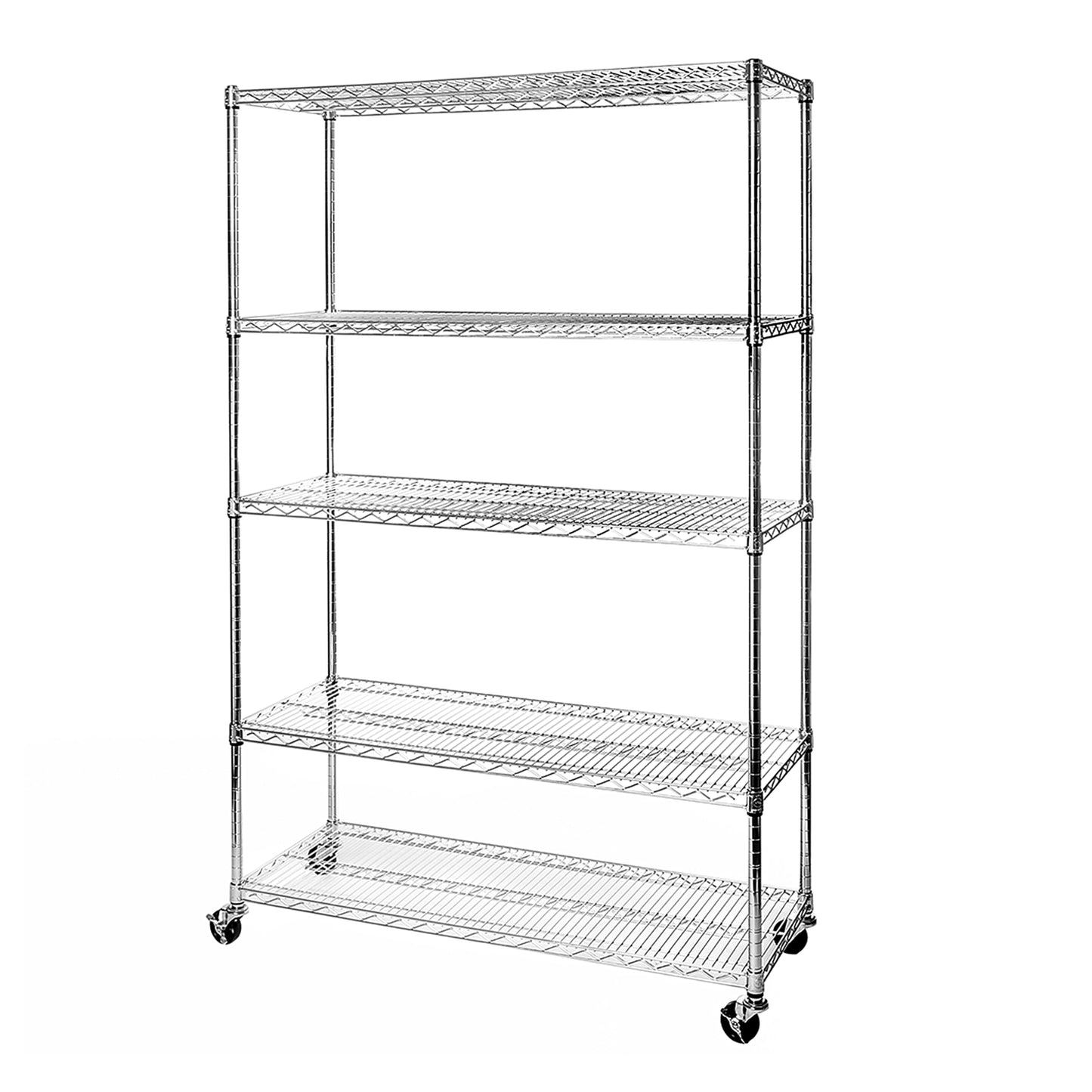 Seville Classics UltraDurable Heavy Duty NSF Solid Steel Wire Rack Storage Unit Organizer for Garage, Warehouse, Office, Restaurant, Classroom, Kitchen, 5-Tier Shelving, 48" W x 18" D