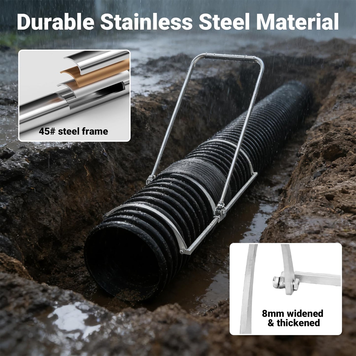 200-600mm HDPE Pipe Tensioner Tool，HDPE Corrugated Pipe Tensioner Tool, Heavy Duty Manual Docking Clamp Kit for Drainage Sewer Construction