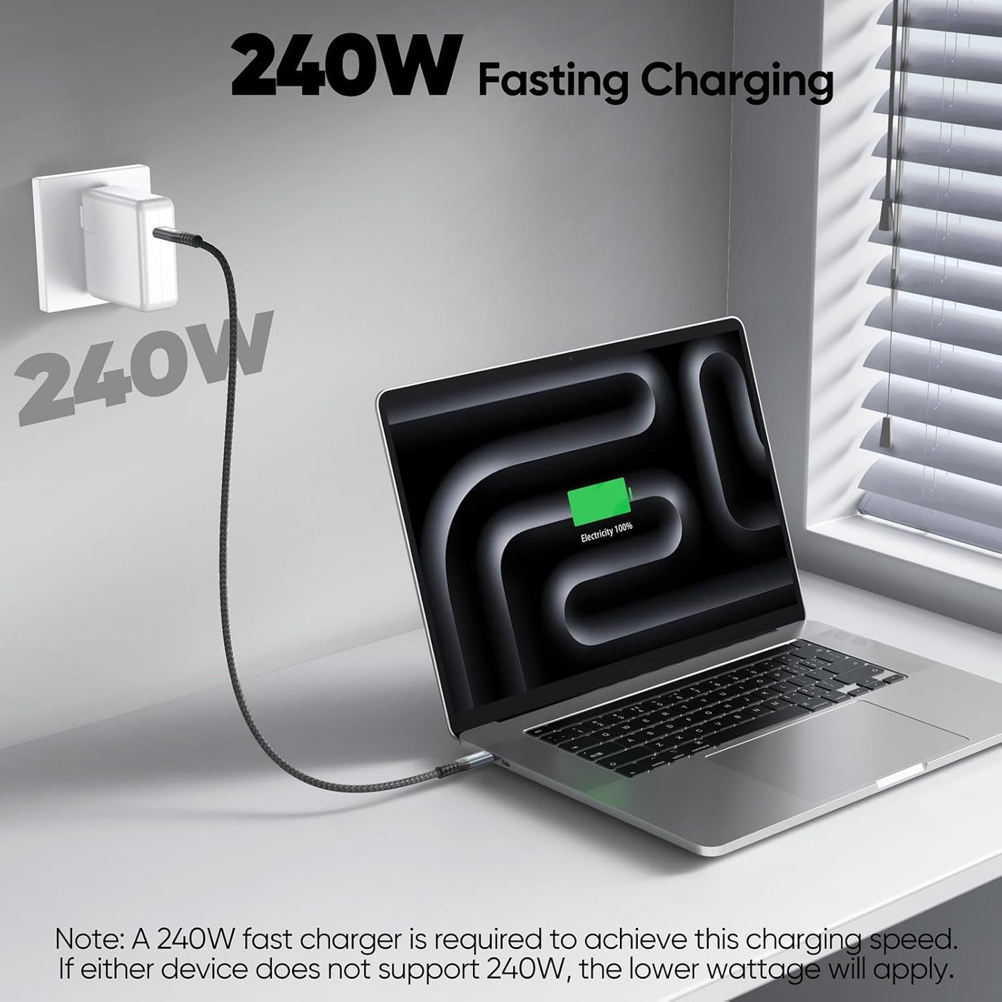 3ft, 3.2 2X2 20Gbps 240W 4K@60Hz PS5 USB C Data Cable USBC Gen with High Speed Data Transfer & Charging & USB-C to Type